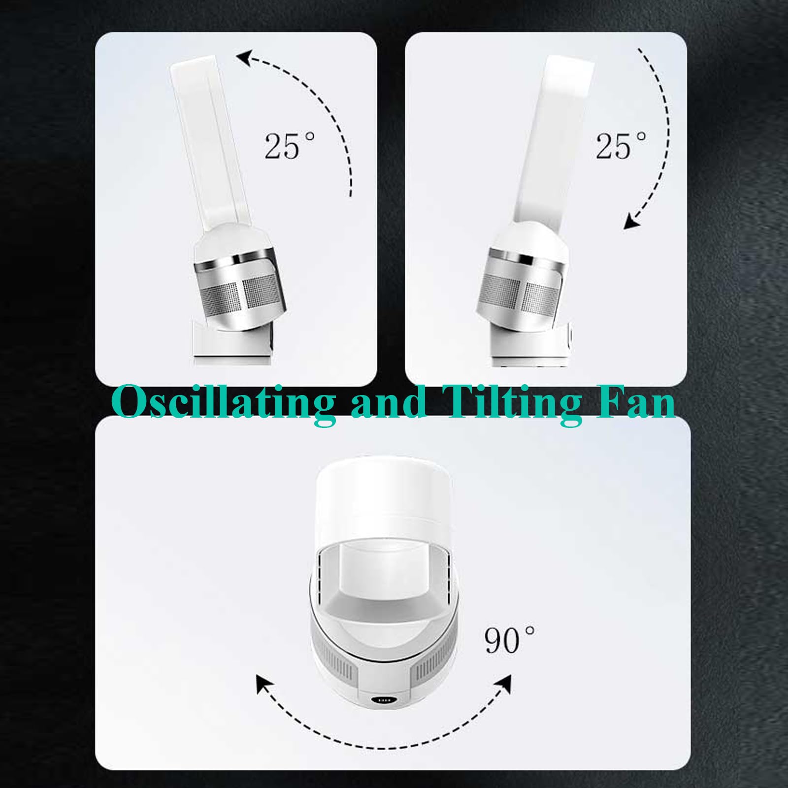 Bladeless Tower Fan with Heater and Air Purifier - 90° Oscillation, Remote & Touch Control, All-Season Use - Perfect for Office, Bedroom, Living Room (Silver/Gold) | Stay Cool in Summer & Warm in Winter with Quiet Air Circulation
