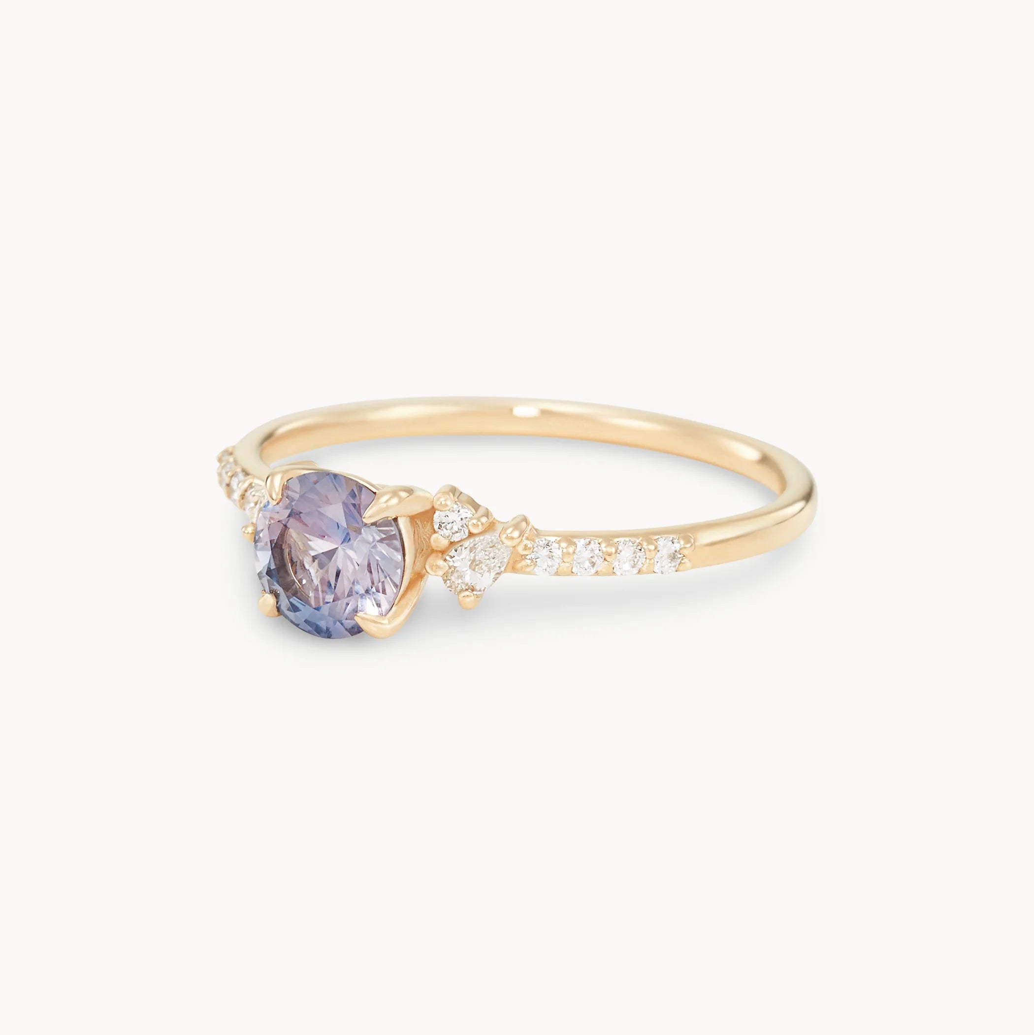 Unique 14K Yellow Gold Round Sapphire Dusklight Dream Ring – Perfect for Weddings, Anniversaries & Special Occasions