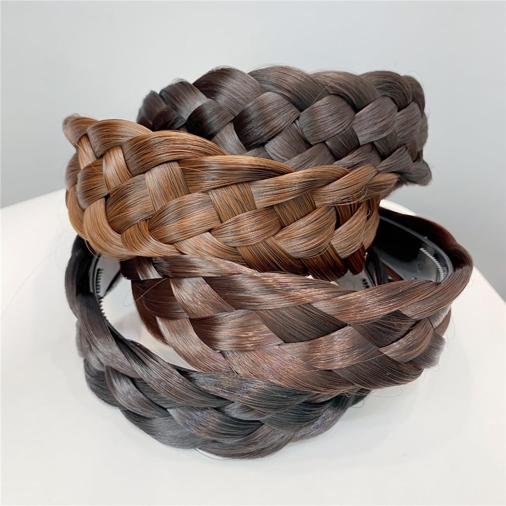 Braided Hair Headbands for Women - Stylish Hair Accessories with Teeth, Black & Brown Headbands for Braided Wigs & Hair Styling - Perfect for Daily Wear, Parties & Special Occasions