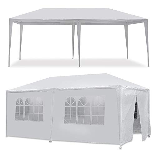 10'x20' White Outdoor Gazebo Canopy Tent with 6 Removable Window Walls - Perfect for Weddings, Parties, Backyard Events & Camping Shelter