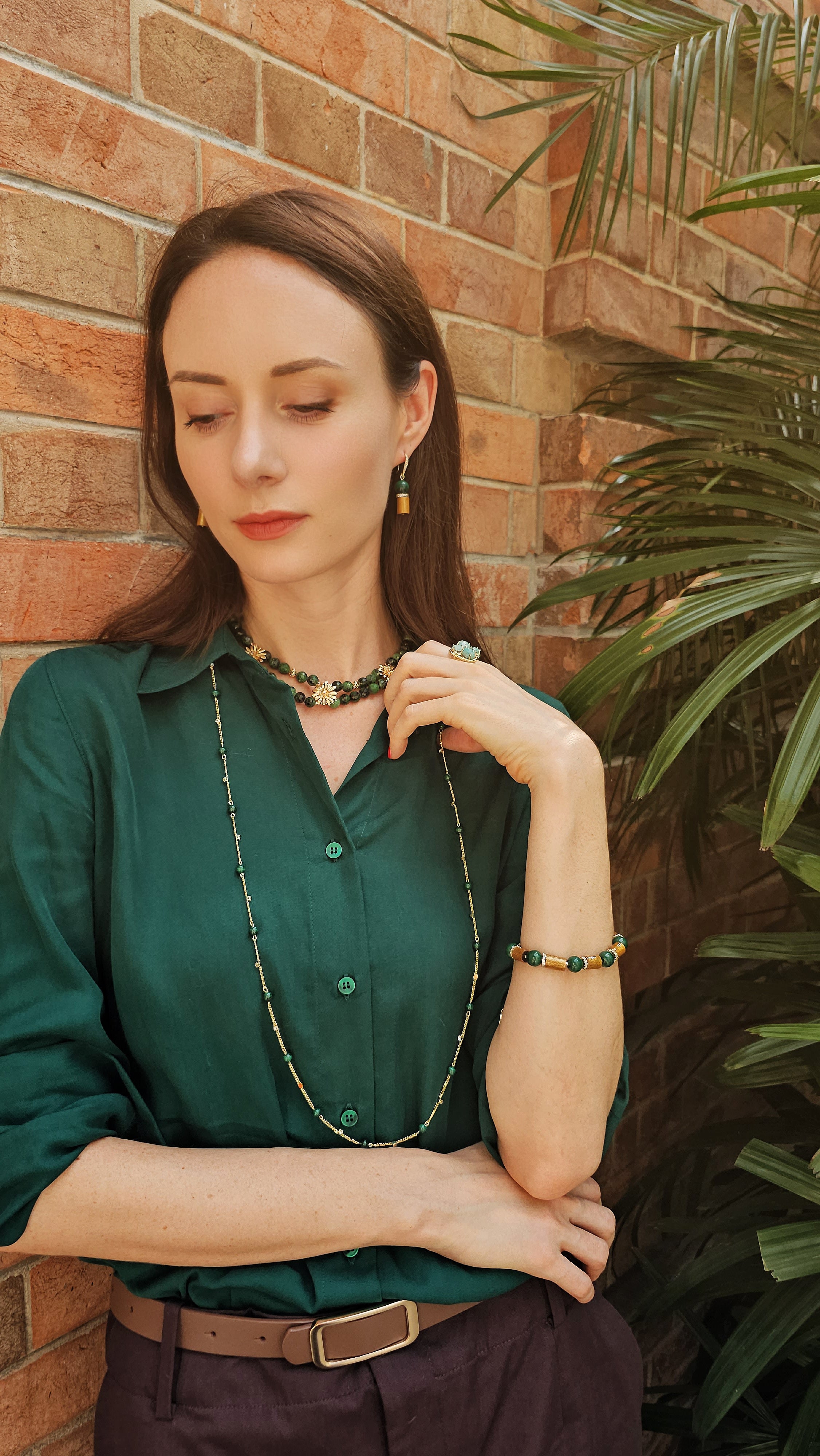Golden Coral and Green Malachite Adjustable Bracelet for Women - Boho Chic Handmade Jewelry Gift for Birthdays, Anniversaries & Spiritual Healing