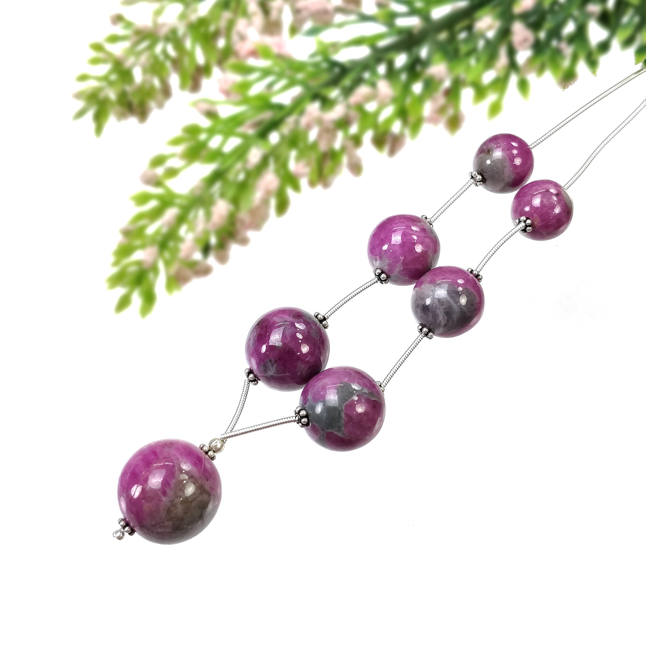 Natural Untreated Bi-Color Zoisite Ruby Loose Beads - 224.90cts (12mm-17.5mm) | High-Quality Gemstone Beads for Jewelry Making, DIY Crafts & Spiritual Healing