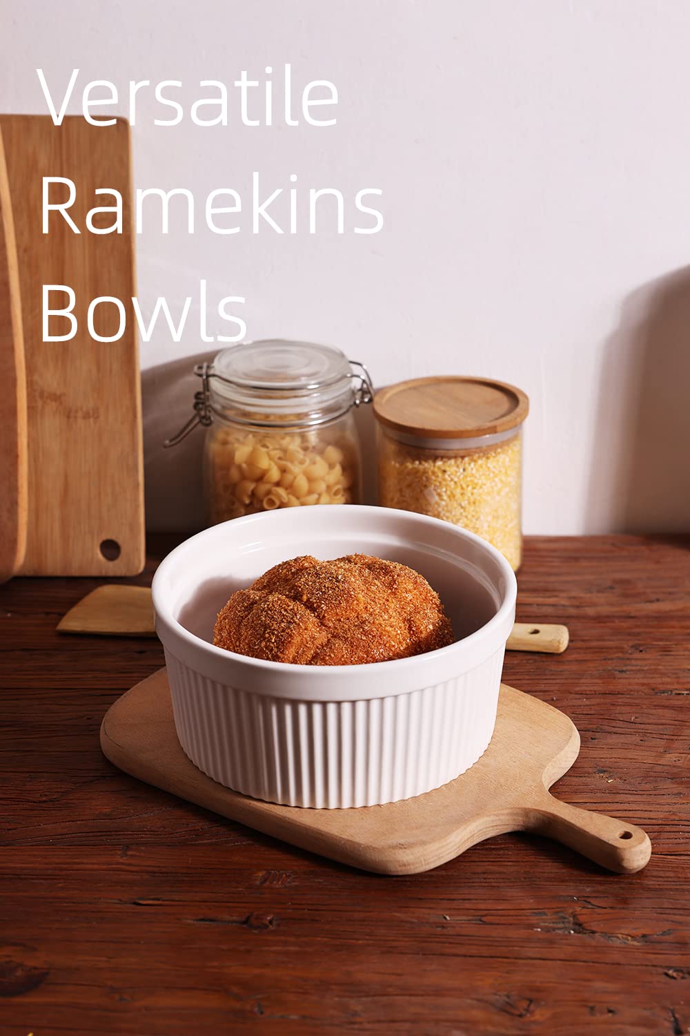 64 oz Porcelain Ramekins (Set of 1) - 8 Inch White Oven-Safe Baking Dishes for Souffle, Creme Brulee, Pudding & Custard - Perfect for Desserts, Meal Prep & Kitchen Serving