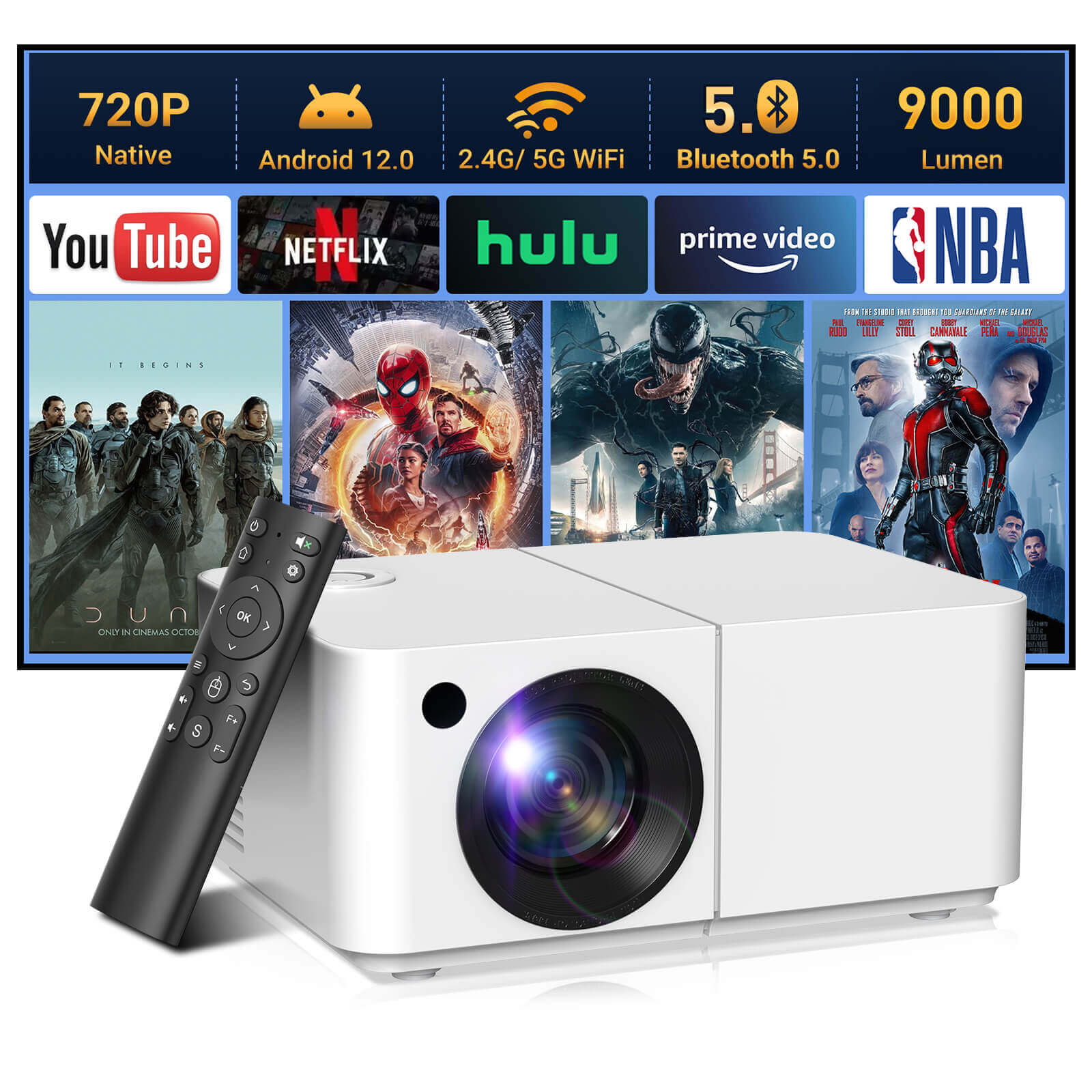XGODY X2 Mini Bluetooth Projector with Wireless Connection - Portable Smart Home Cinema for Movies, Gaming & Outdoor Entertainment