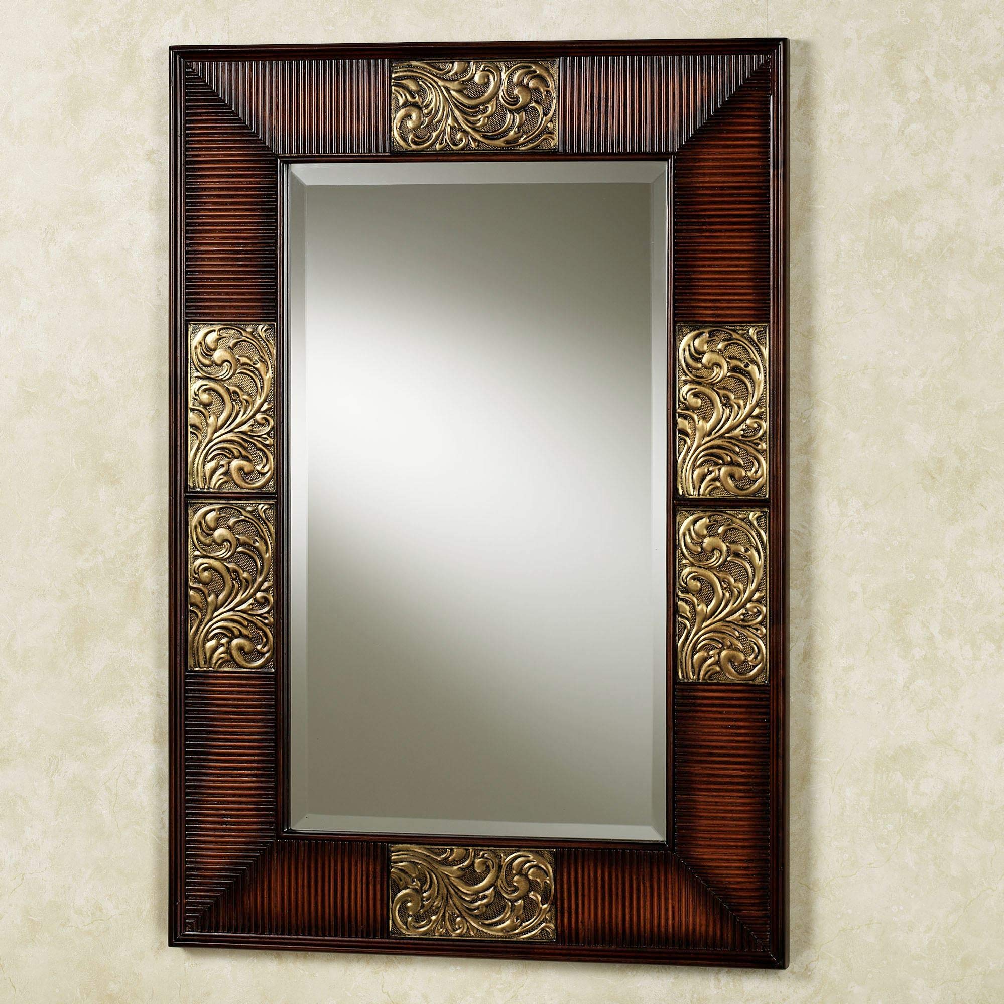 Touch of Class Sarantino 35x24 Inch Rectangular Beveled Wall Mirror - Natural Cherry Finish - Traditional Elegant Decorative Mirror for Bedroom, Hallway & Entryway - Perfect for Home Decor, Vanity Dressing & Space Enhancement