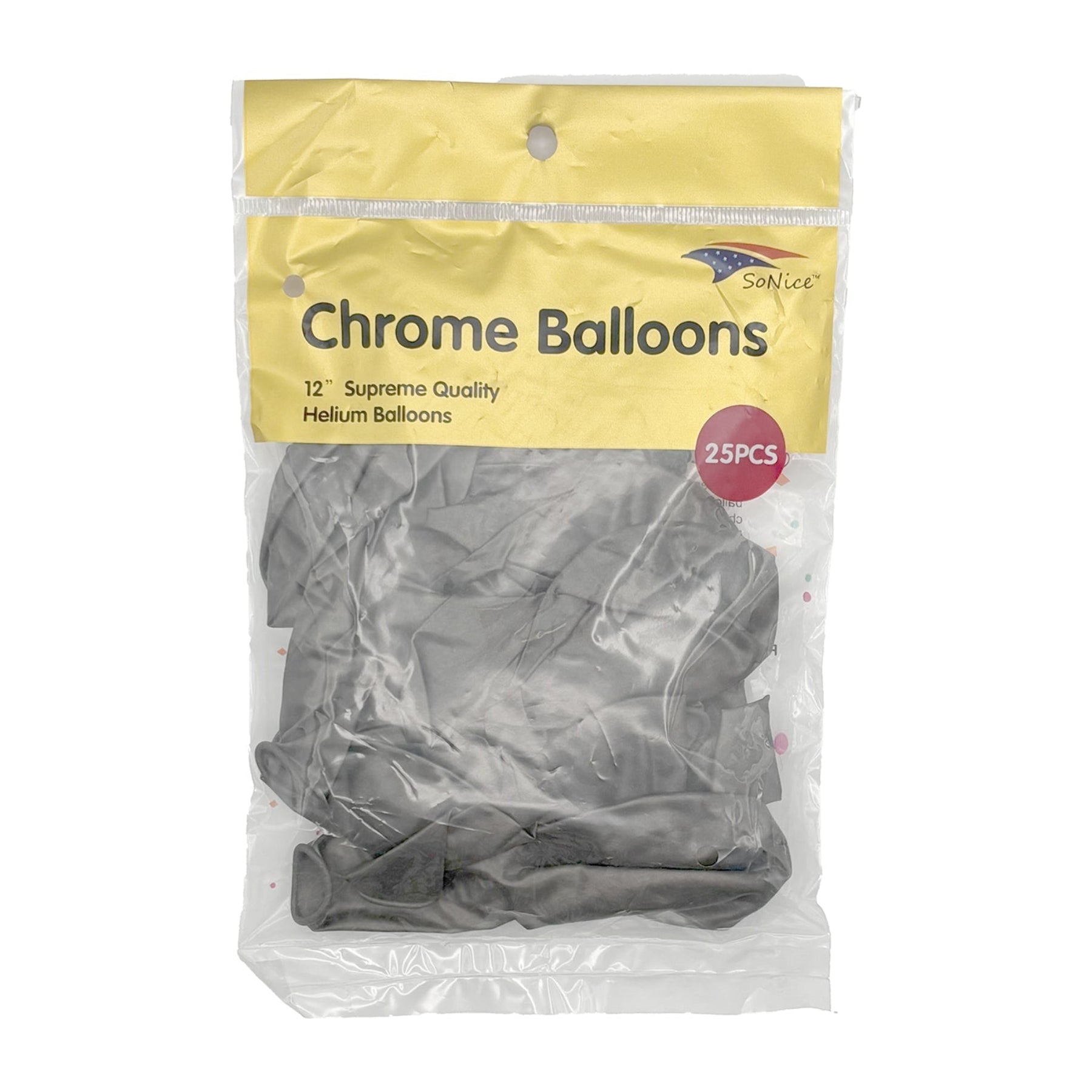 12 Pack Chrome Black Balloons - 25 Count Bag for Birthday Parties, Baby Showers & Special Events