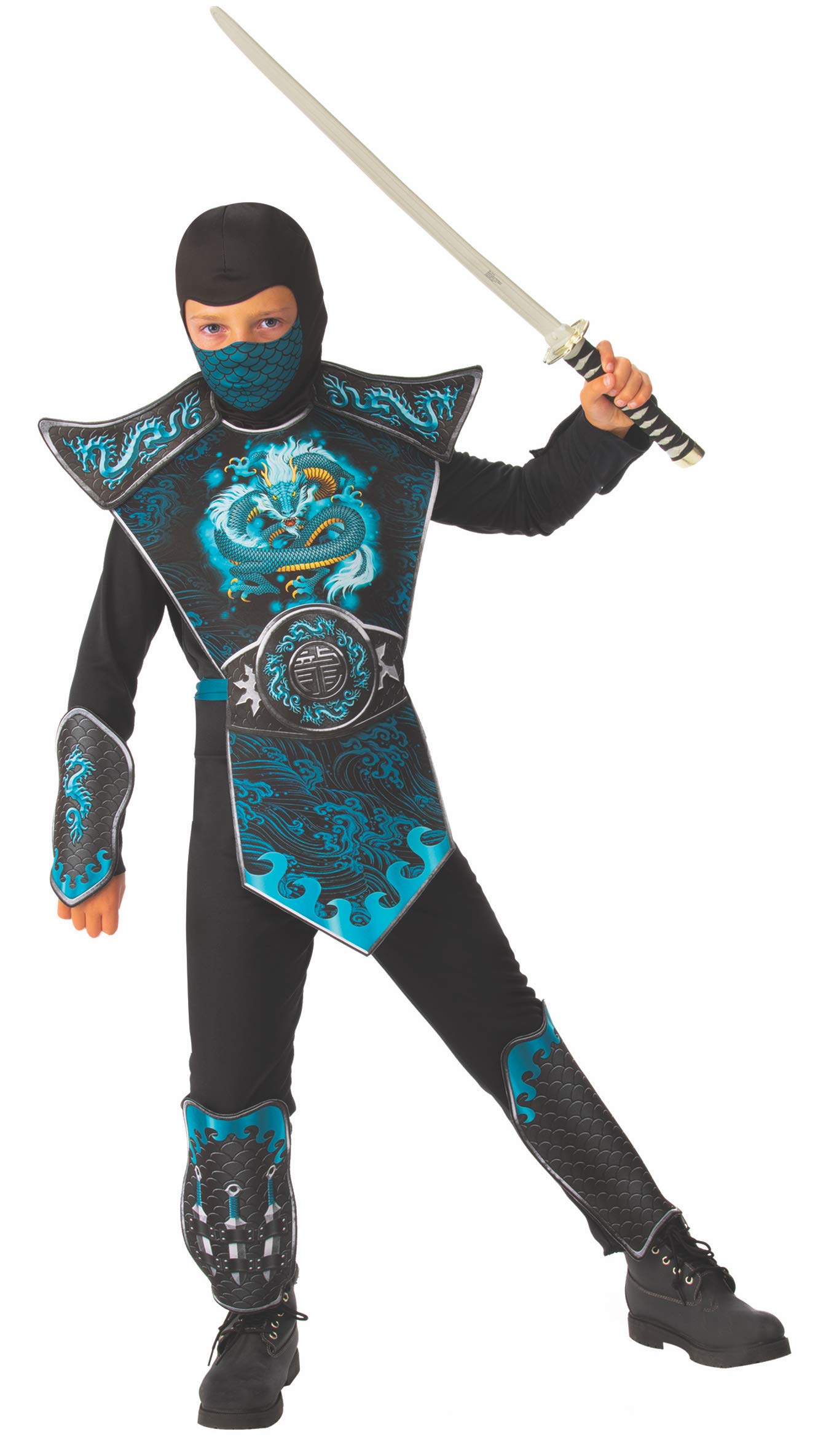 Rubies Boys Blue Dragon Ninja Costume - Medium Size | Kids Halloween Cosplay, Birthday Party Dress-Up, Anime Character Costume
