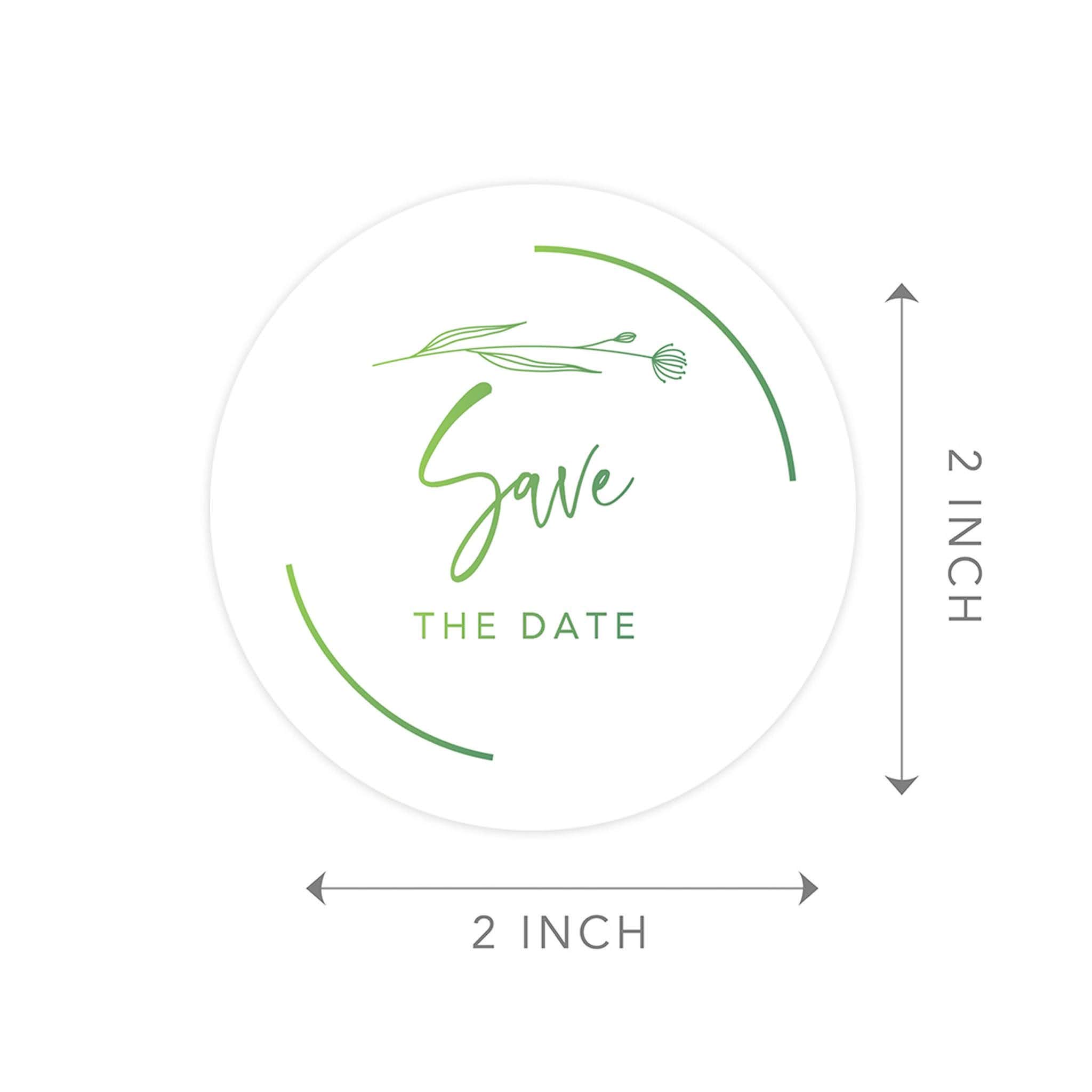 Save The Date Stickers - 2 Inch Round Wedding Seals, Green Minimal Bloom Design (120-Pack) | Perfect for Wedding Invitations, Envelopes & Stationery | Elegant DIY Wedding Decor & Event Planning Accessories