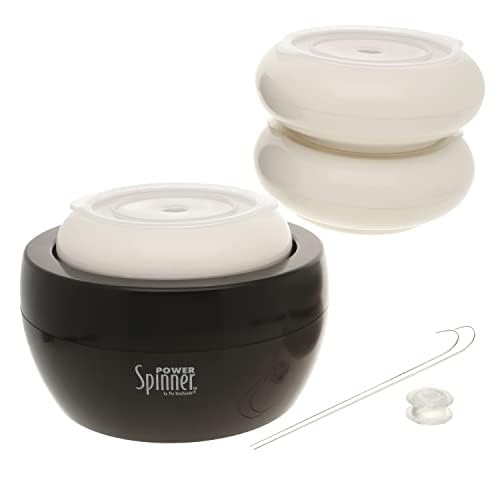 The Beadsmith Spin & String Power Spinner – Plastic Beading Spinning Wheel with 3 Cups & 2 Needles – Battery-Operated (2 AA) – Fast Seed Bead Stringing for Jewelry Making, Fringe, DIY Crafts – Perfect for Necklaces, Bracelets & Home Decor Projects