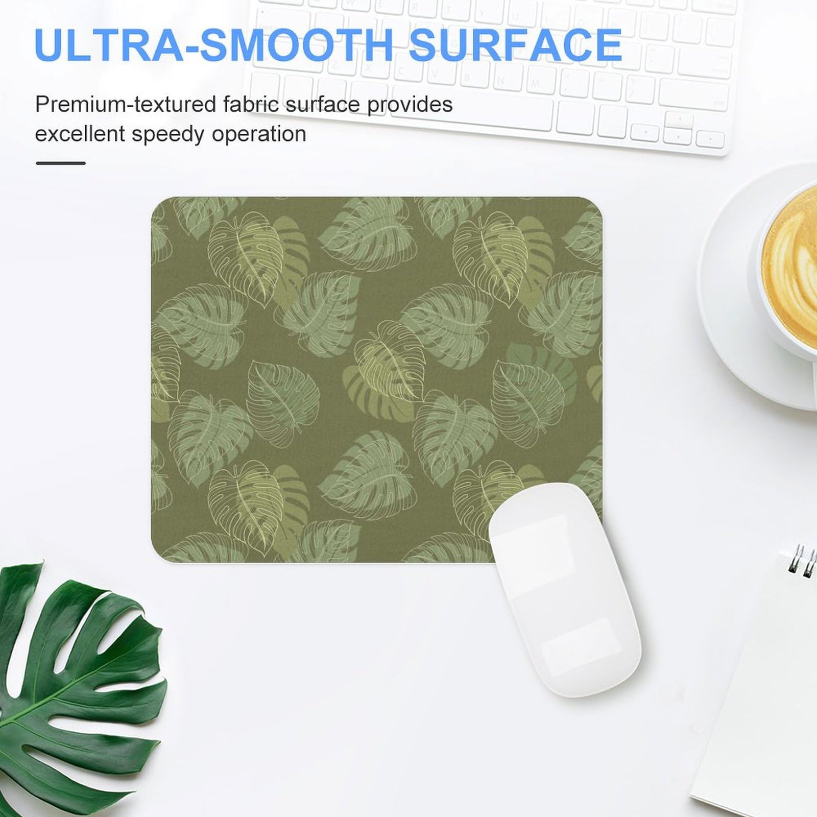 Monstera Palm Leaves Mouse Pad - Non-Slip Waterproof Gaming Mouse Mat (20x25cm) for Home & Office - Durable Desk Accessory for PC, Laptop & Computer Workstations