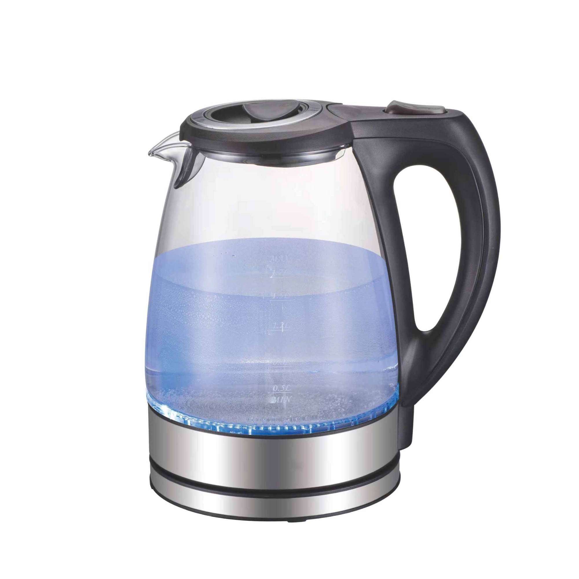 1.7L Electric Glass Kettle with LED Blue Light - 360° Cordless Water Boiler for Tea, Coffee & Instant Noodles - Fast Heating & Auto Shut-Off for Home, Office & Dorm Use