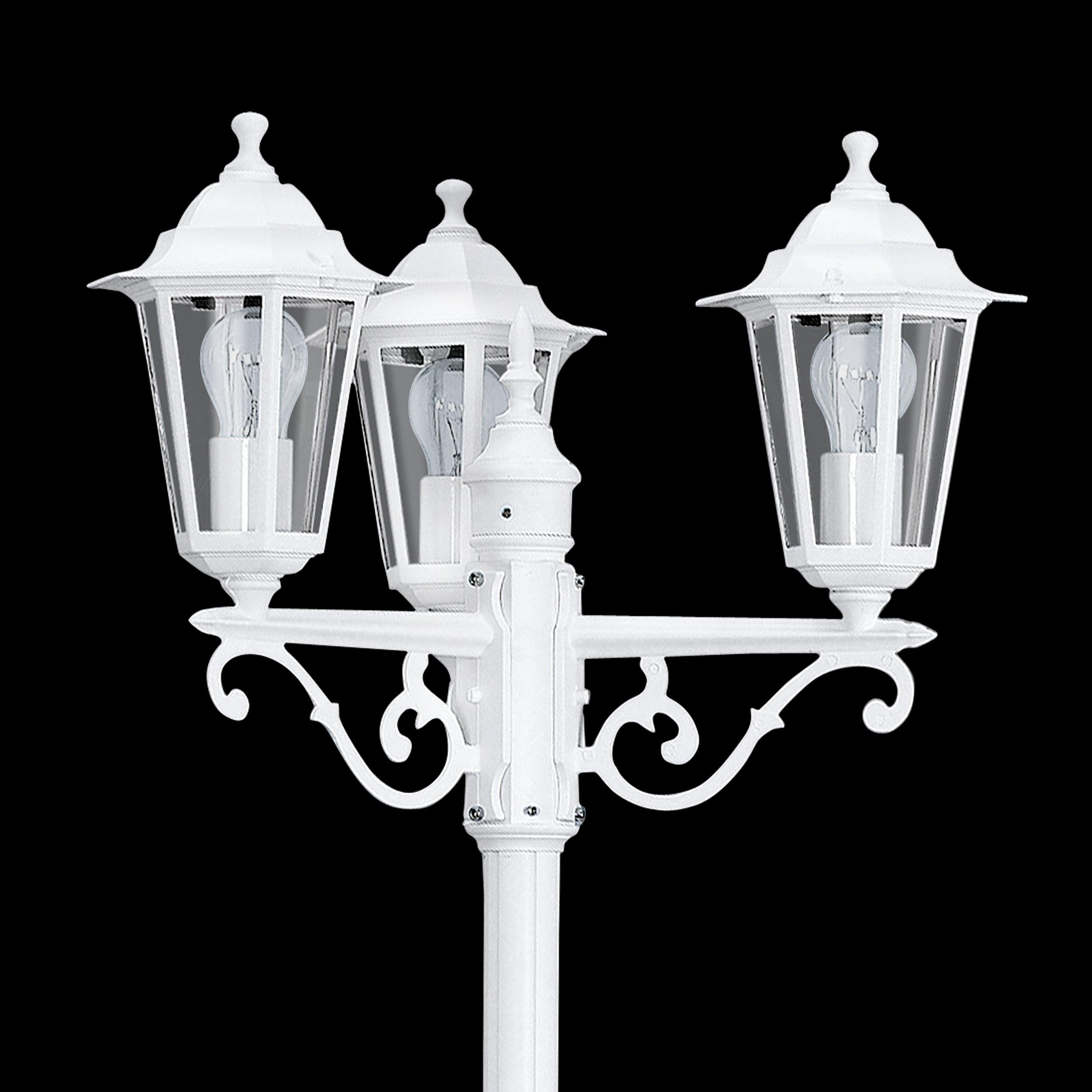 Eglo Laterna 5 White 3-Light Outdoor Pathway Lamp Post with IP44 Rating - Perfect for Garden, Patio, and Driveway Lighting