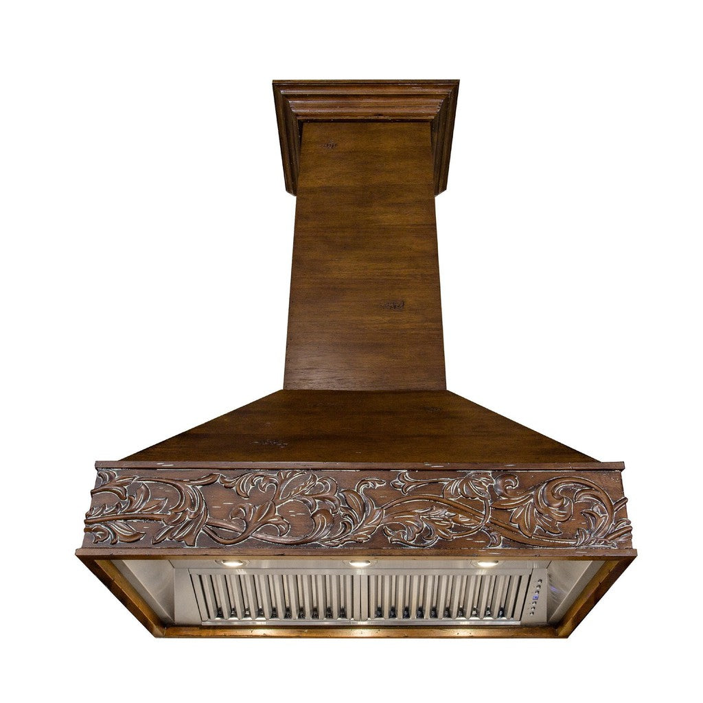 ZLINE 42 Inch Walnut Wooden Wall Mount Range Hood - 373RR 42 - Modern Kitchen Ventilation for Smoke & Odor Removal - Perfect for Home Chefs & Open Concept Kitchens