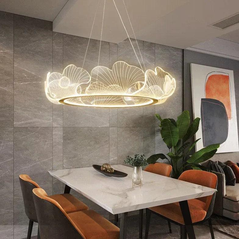 Elegant Gold LED Pendant Light with Delicate Petal Design - Perfect for Bedroom, Dining Room & Living Room Decoration