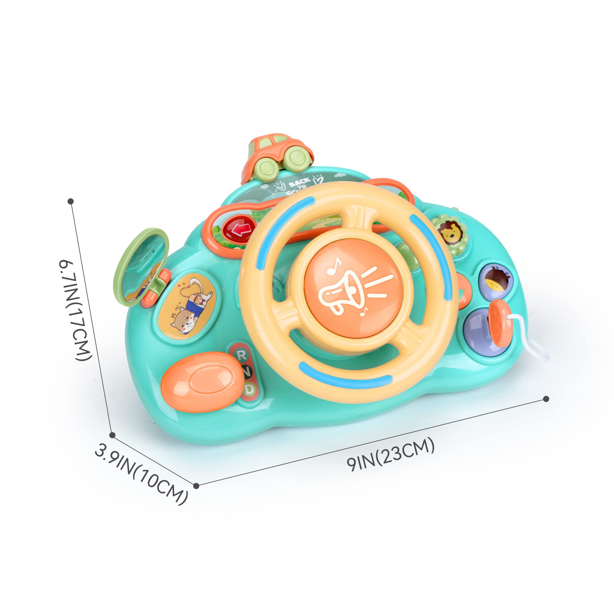 Caterbee Baby Turn and Learn Driver Steering Wheel Toy - Interactive Educational Car Toy for Toddlers 1-3 Years Old (Blue) | Pretend Play, Early Learning & Road Trip Fun