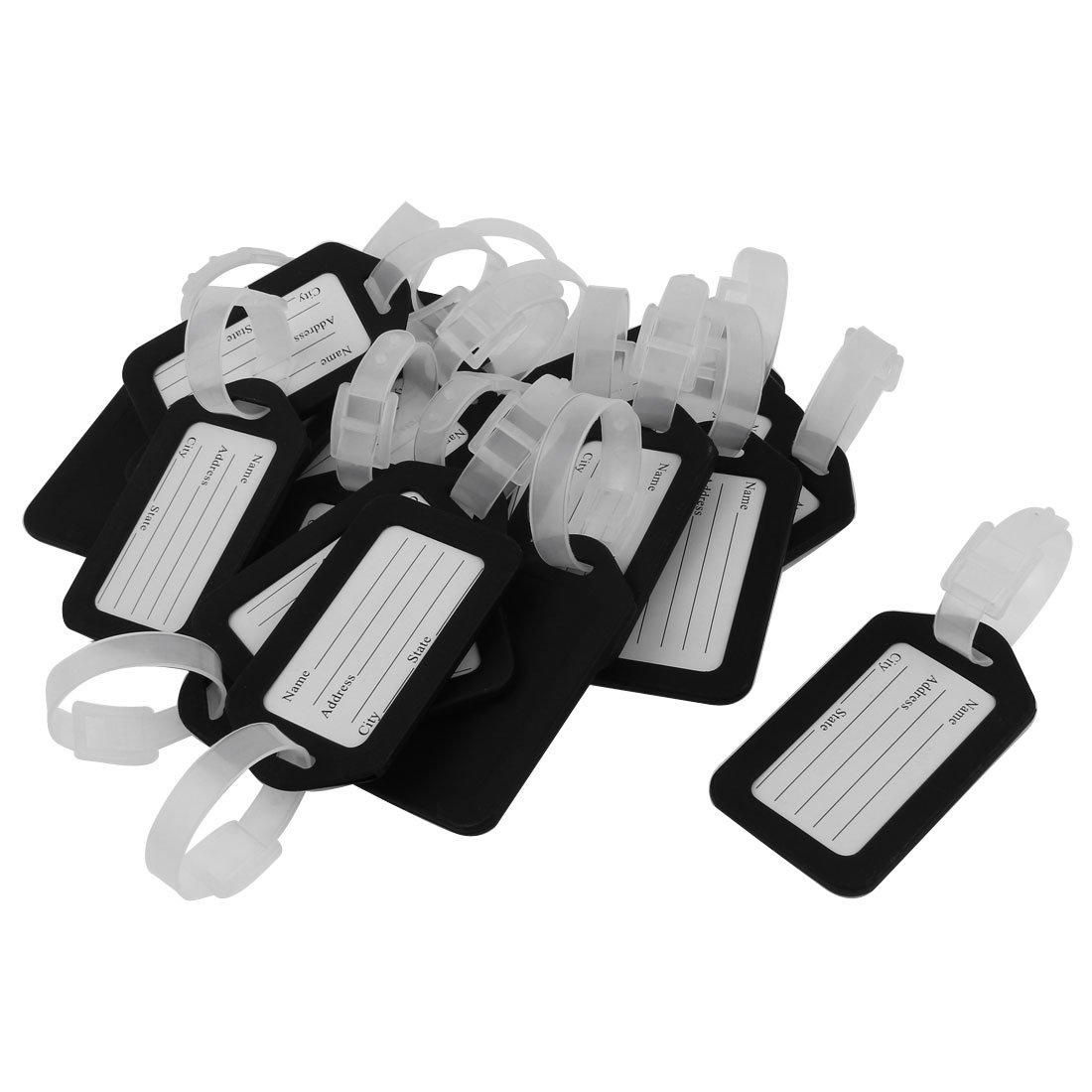20 Pcs Black & White Plastic Suitcase Name Labels - Durable Travel Luggage Tags for Identification - Perfect for Airports, Cruise Ships & Business Trips