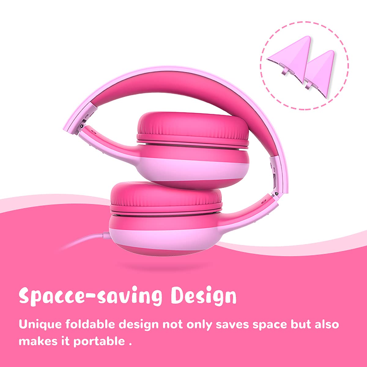 Gorsun Kids Headphones with Volume Limit | Cat Ear Toddler Headphones | Wired Over-Ear Headphones for Boys & Girls | Stereo Sound Children's Headset for School, Travel & Home Use