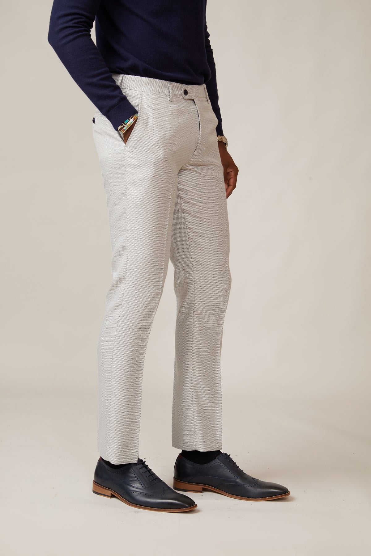 RONALD Stone Tailored Trousers for Men - Slim Fit Dress Pants for Business & Office Wear - Premium Stretch Comfort for Professional Style