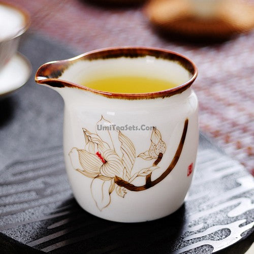 White Porcelain Lotus Tea Cup - Elegant Chinese Ceramic Tea Cup for Tea Ceremony, Home Decor, and Gifts - Perfect for Green Tea, Herbal Tea, and Meditation
