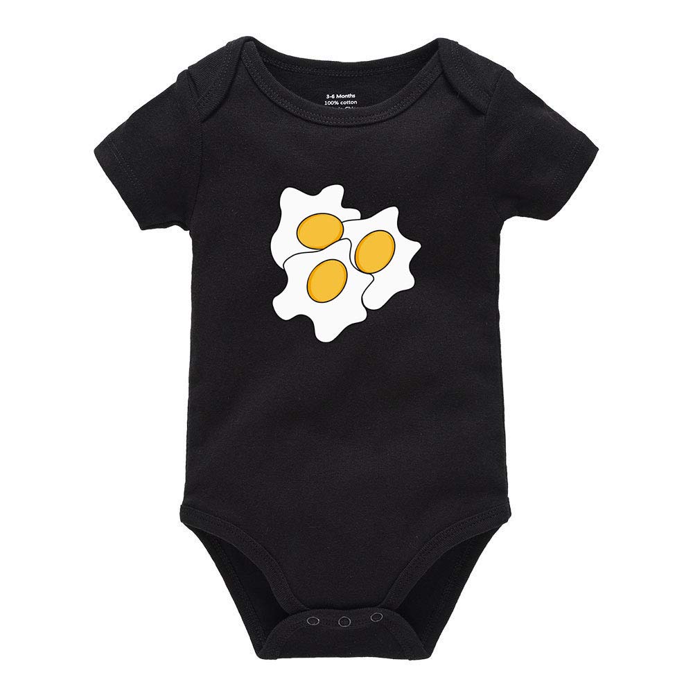 Uxjam Fried Egg Infant Climbing Short Sleeve Onesie - 100% Cotton Baby Bodysuit for 0-6 Months | Soft & Comfortable One-Piece Outfit for Playtime, Crawling & Daily Wear