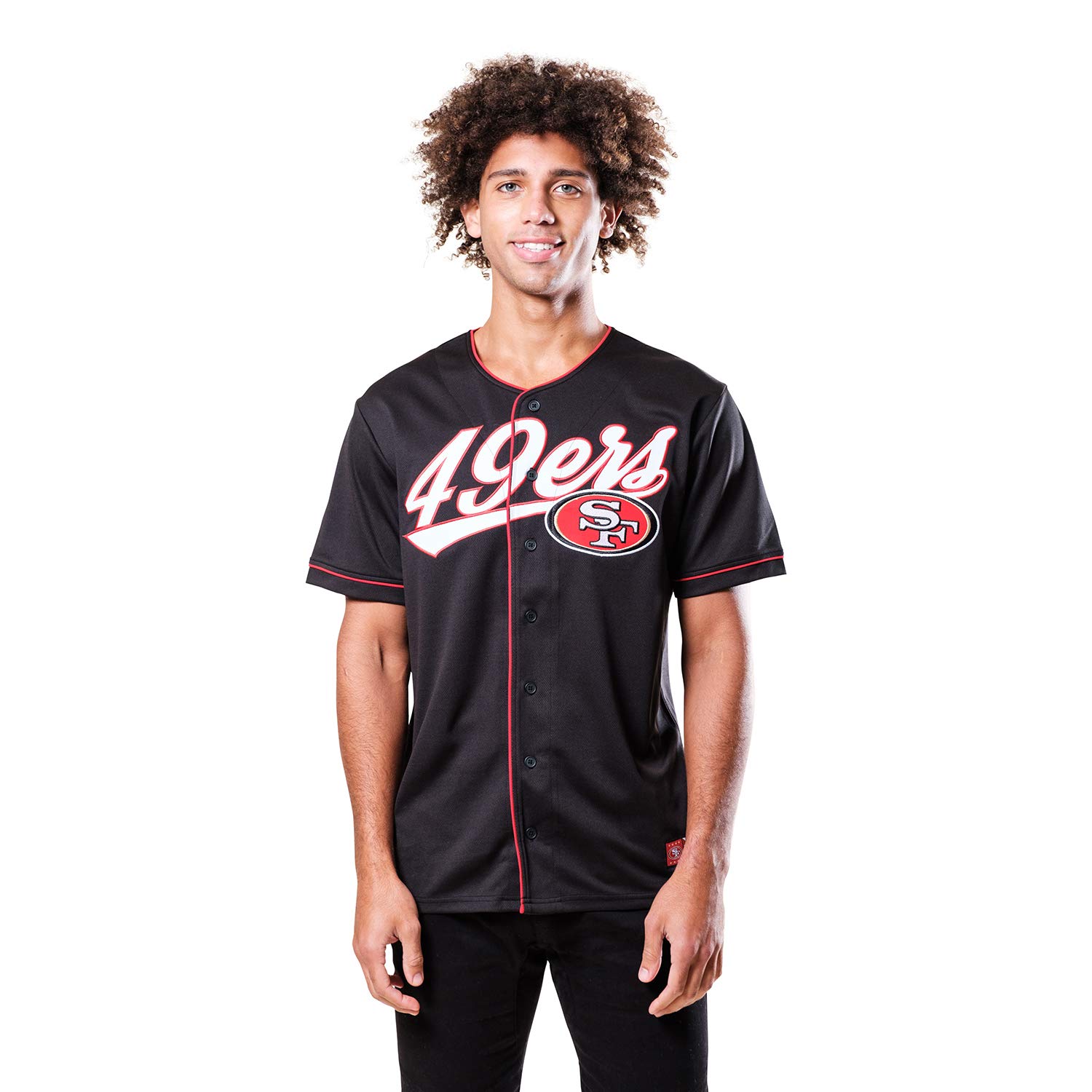 NFL Men's Game Day Button Down Baseball Mesh Jersey Shirt - Breathable & Comfortable for Football Fans - Perfect for Tailgating, Game Day & Sports Events