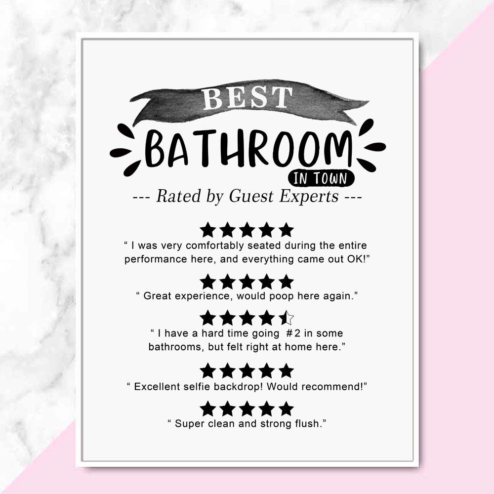 Funny Bathroom Wall Decor - 8x10 Inch Quote for Home & Office