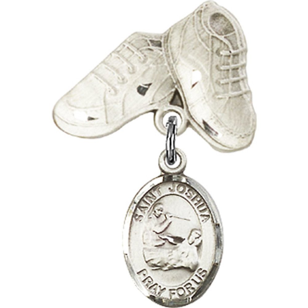 Sterling Silver Baby Badge with St. Joshua Charm & Baby Boots Pin - 1