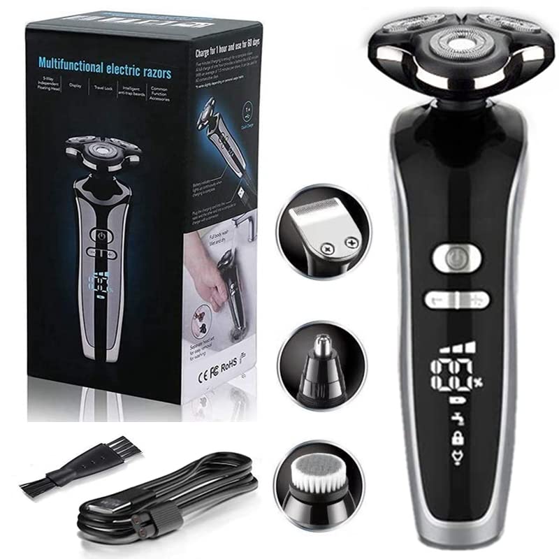 3-Speed Electric Head Shaver for Bald Men - Rechargeable Wet/Dry Beard Trimmer & Body Grooming Kit with Facial Razor (Set) - Perfect for Travel, Gym & Daily Shaving Routine
