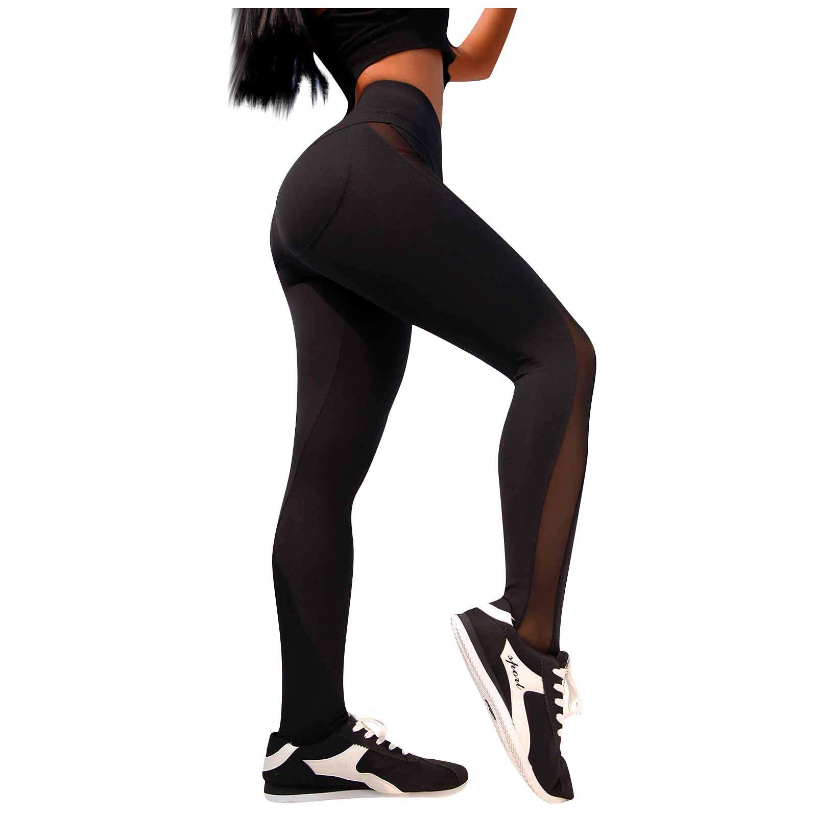 High Waist Yoga Pants for Women - Butt Lifting Workout Leggings with Mesh Panels for Exercise, Running & Gym - Comfortable Stretchy Tummy Control Fitness Pants