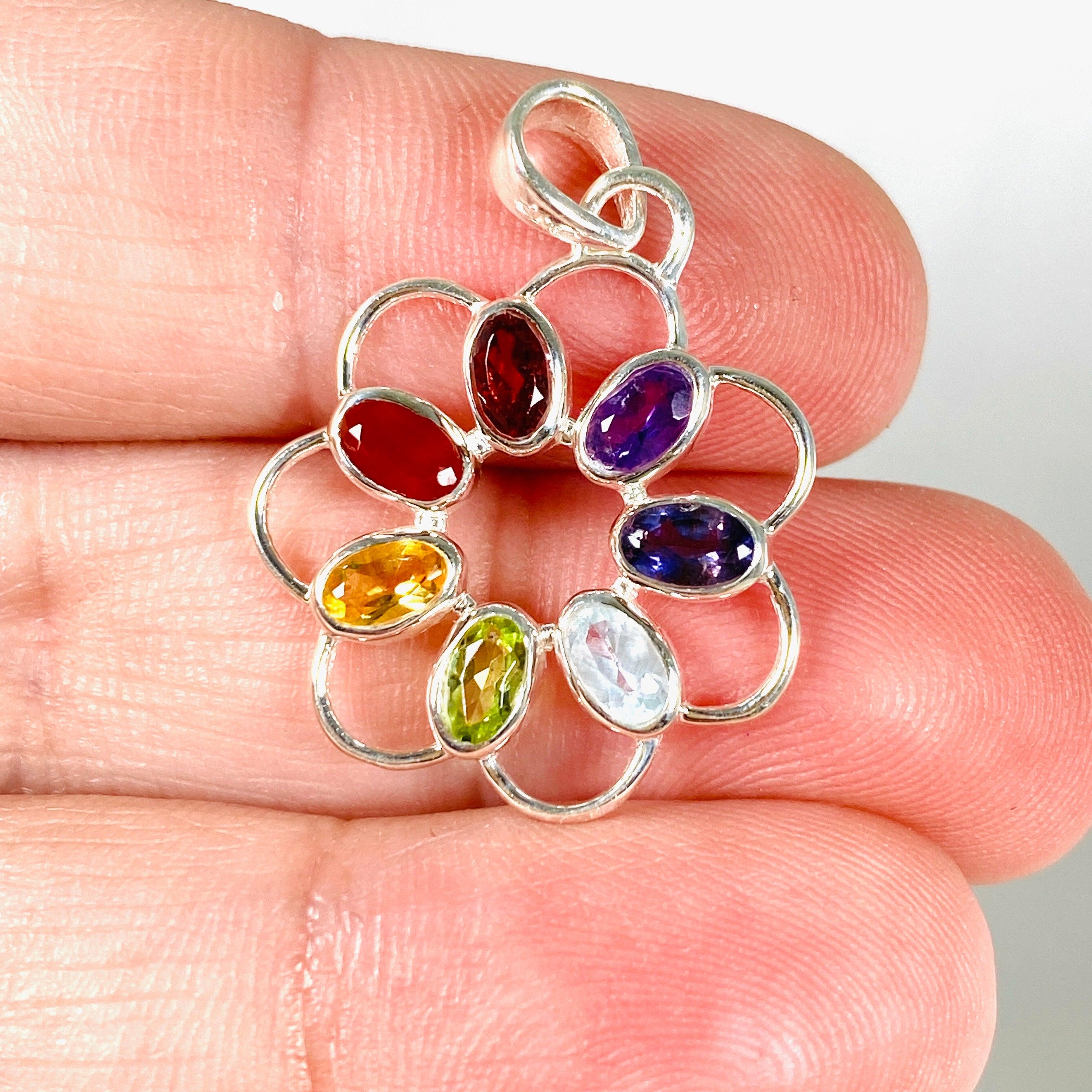 Chakra Flower Pendant G2188 - Healing Crystal Necklace for Meditation, Yoga & Spiritual Balance | Perfect for Energy Cleansing & Chakra Alignment