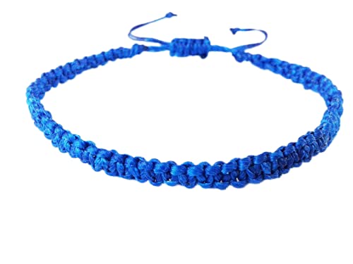 Blue Waxed Cord Anklet for Men & Women - Stylish & Trendy Unisex Ankle Bracelet - Perfect for Beach, Festival & Everyday Wear