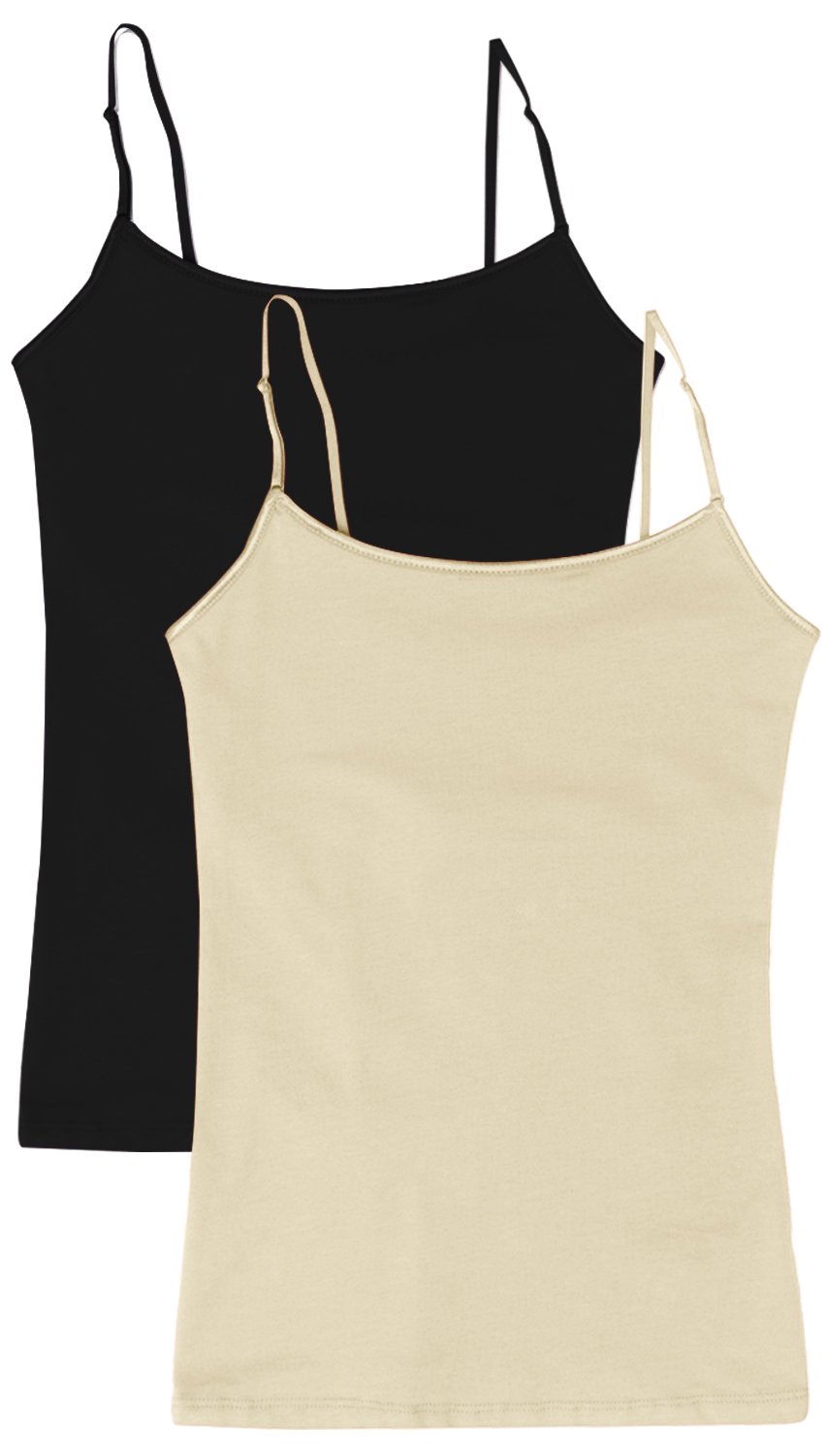 Women's Camisole Tank Top with Built-in Shelf Bra & Adjustable Spaghetti Straps - 3 Pack | Comfortable Sleepwear, Layering Essential, Casual Summer Outfit
