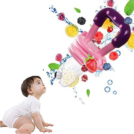 Kritiu BPA-Free Silicone Baby Teething Toys - Soft Fruit Teether & Gum Massager Set for Infants 0-12 Months (Peach & Purple) | Soothe Sore Gums During Teething, Perfect for Home & Travel Use