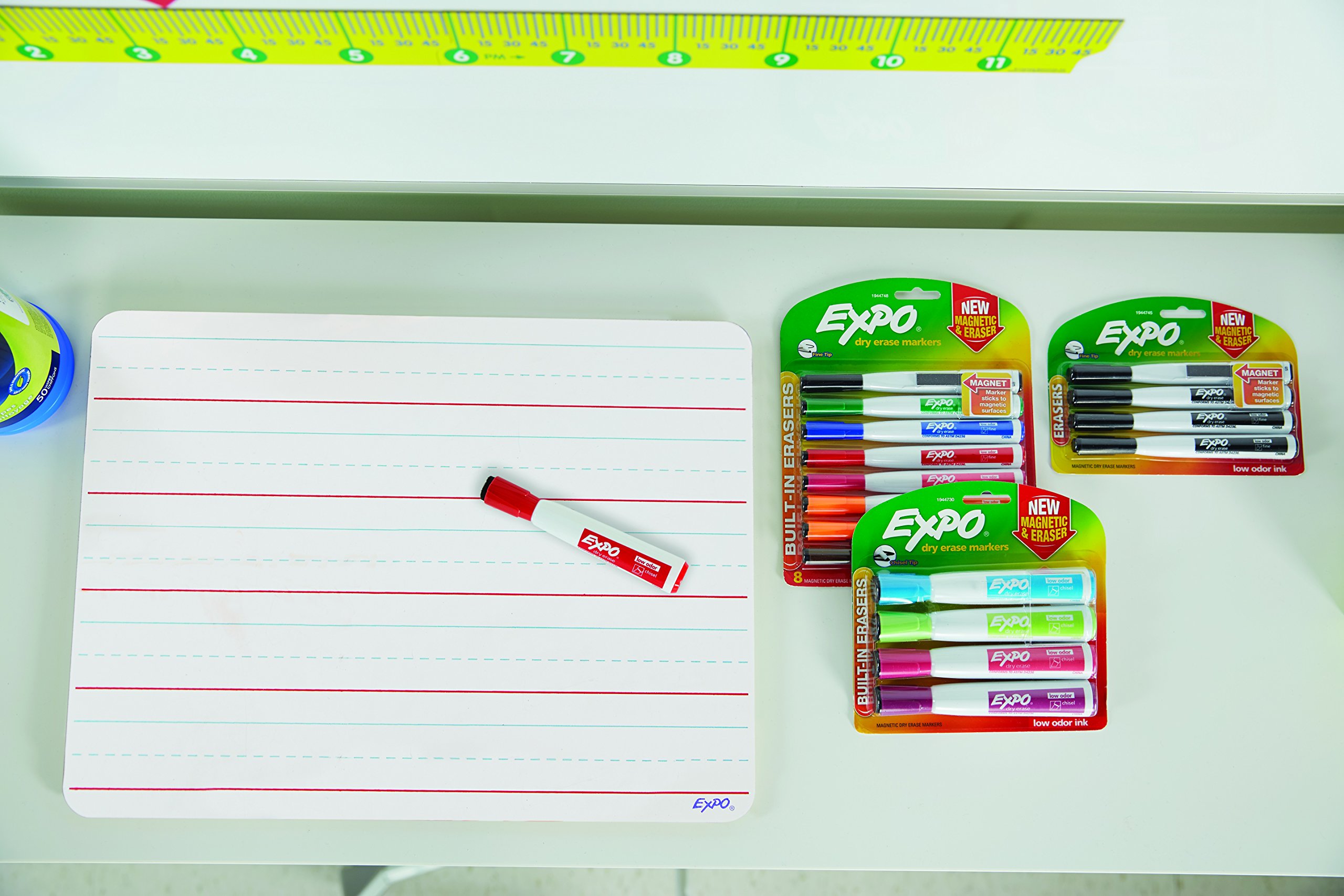 EXPO 1944726 Magnetic Dry Erase Markers with Eraser - Chisel Tip Black Whiteboard Markers (2-Pack) - Perfect for Office Meetings, Classroom Teaching & Home Refrigerator Notes