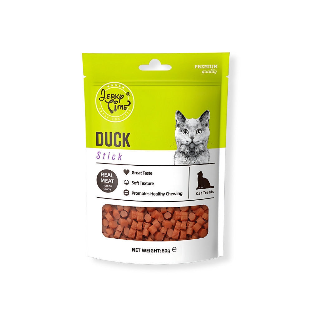 Premium Jerky Time Cat Treats 80g - Chicken & Codfish Duck Strips, Bites & Sushi Snacks - All-Natural Preserved Cat Food for Training & Rewards - Perfect for Playtime & Bonding Moments