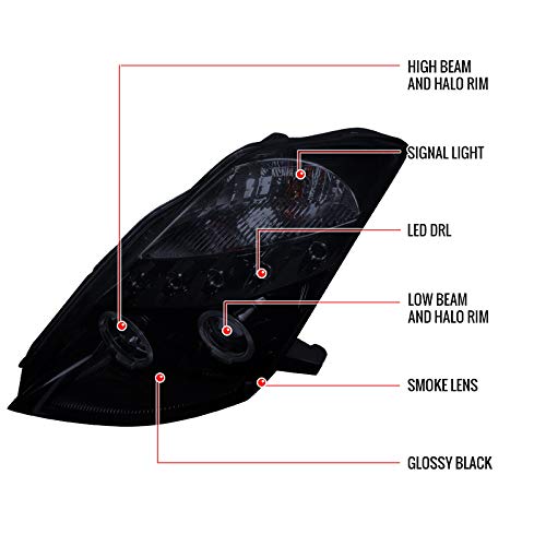 Glossy Piano Black Tinted LED Projector Headlights Compatible with 2003-2005 Models - Perfect for Night Driving & Car Customization