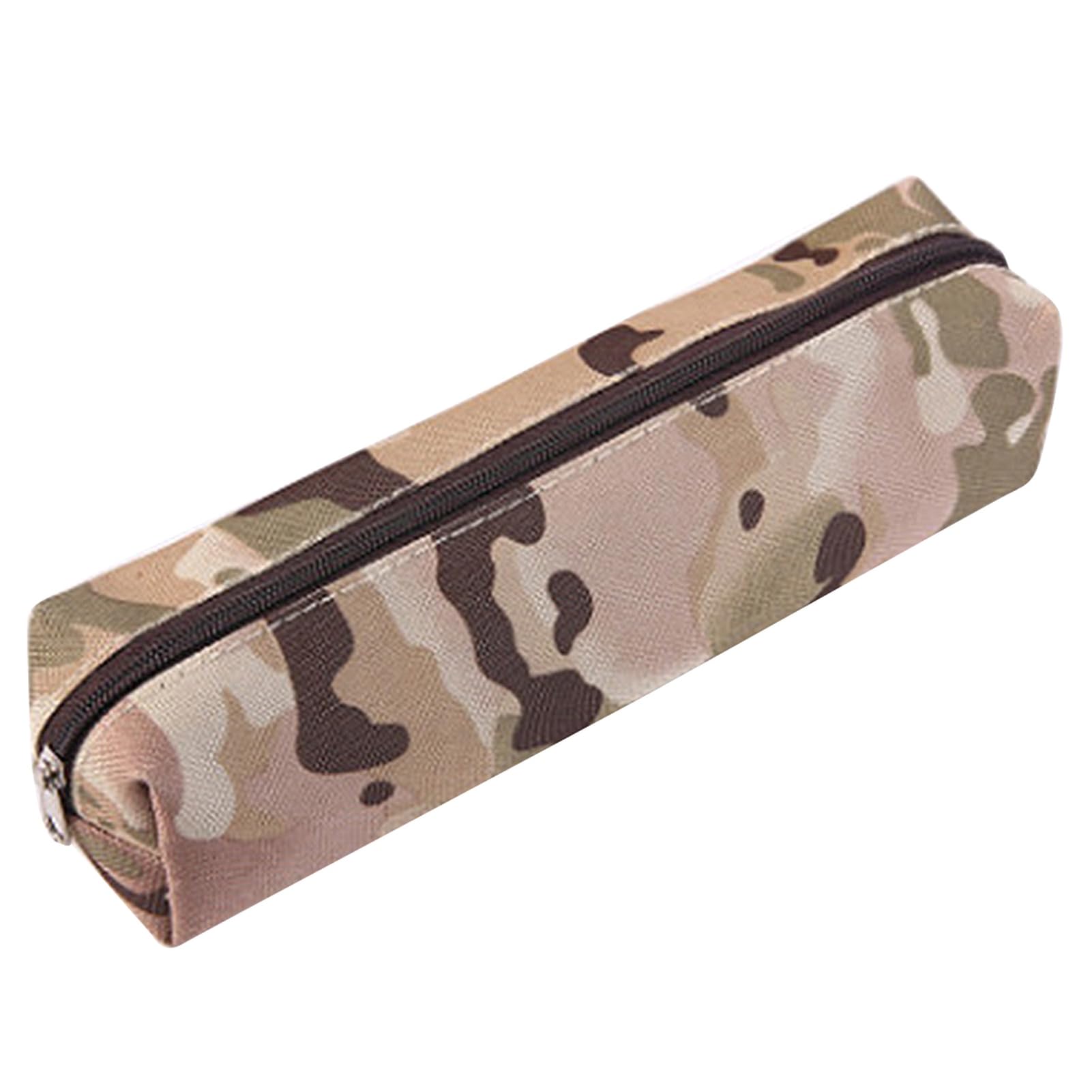 Frogued Camouflage Large Capacity Canvas Stationery Storage Bag with Zipper - Organize Pens, Pencils, Rulers & School Supplies - Perfect for Students, Office & Travel Use