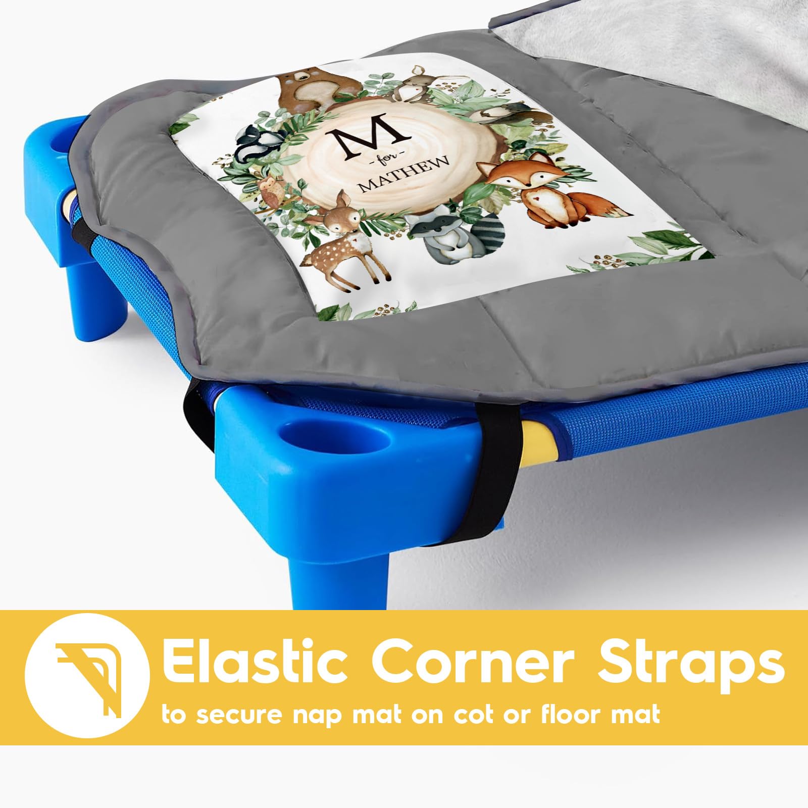 Personalized Toddler Nap Mat with Name & Animal Designs - Flannel Blanket & Removable Pillow for Boys & Girls - Perfect for Preschool, Daycare & Travel Sleeping