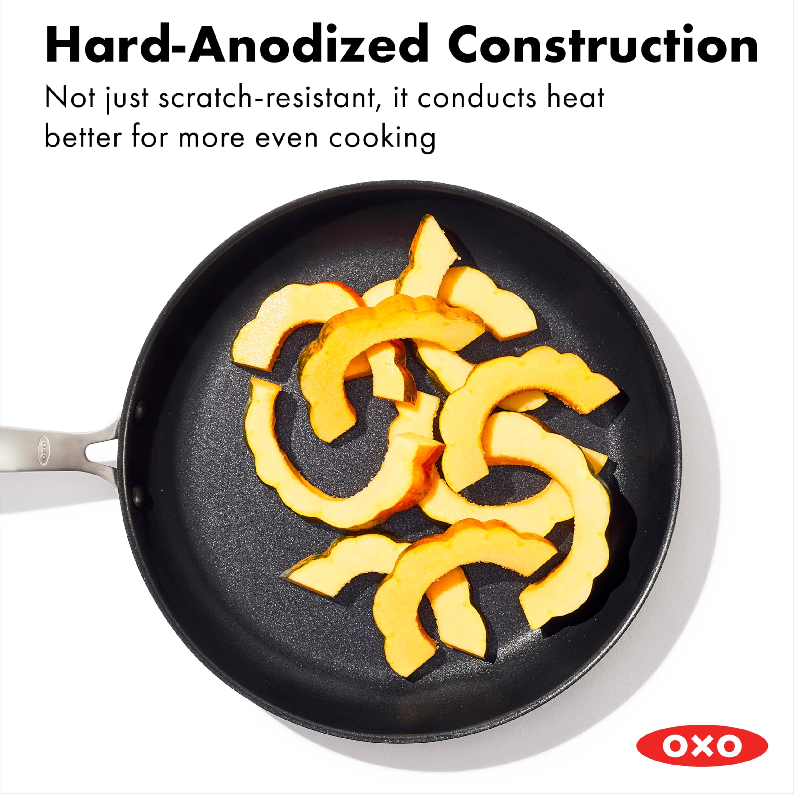 OXO Enhanced 10-Piece Non-Toxic Cookware Set - PFAS-Free Ceramic Nonstick Coating, Durable Hard Anodized Aluminum Pots & Pans with Stainless Steel Handles, Scratch Resistant & Dishwasher Safe - Oven Safe to 500°F - Perfect for Healthy Cooking, Frying, Boiling & Baking in Modern Kitchens