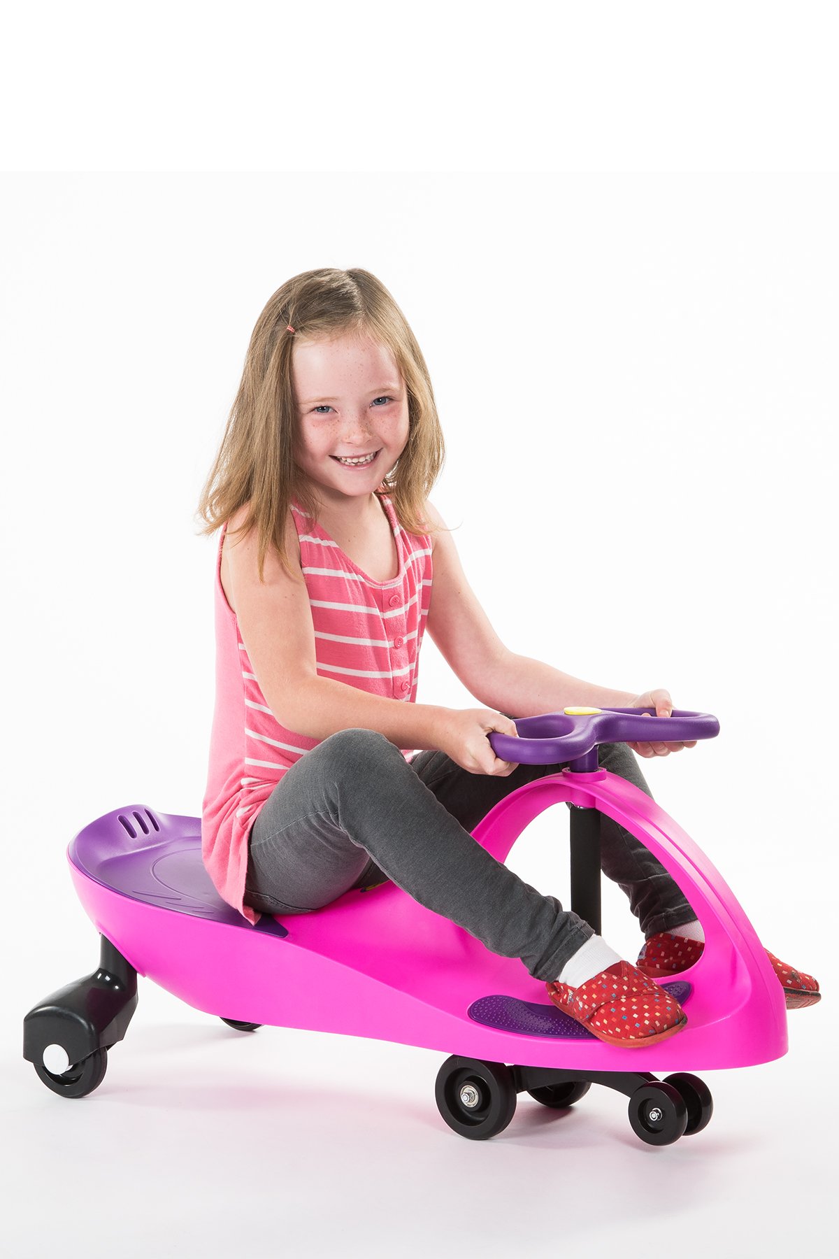 PlaSmart No-Pedal Wiggle Ride On Toy for Kids Ages 3-8 | Pink & Purple Twist & Turn Scooter | Battery-Free Toddler Push Car for Indoor, Outdoor & Backyard Play | Perfect Birthday Gift for Boys & Girls