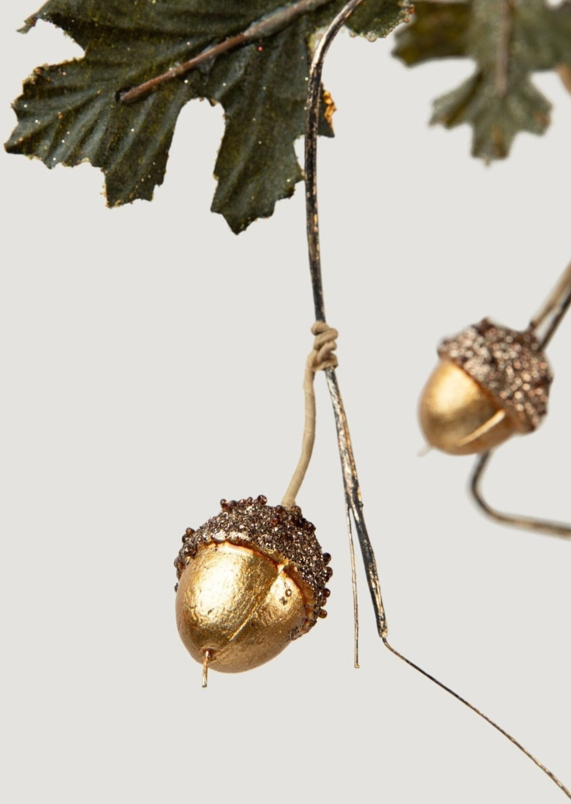 Faux Gold Glittered Oak and Acorn Swag Garland - 44.5 Inch Decorative Fall Leaf Garland for Thanksgiving, Christmas, and Home Decor - Perfect for Mantels, Walls, and Party Decorations