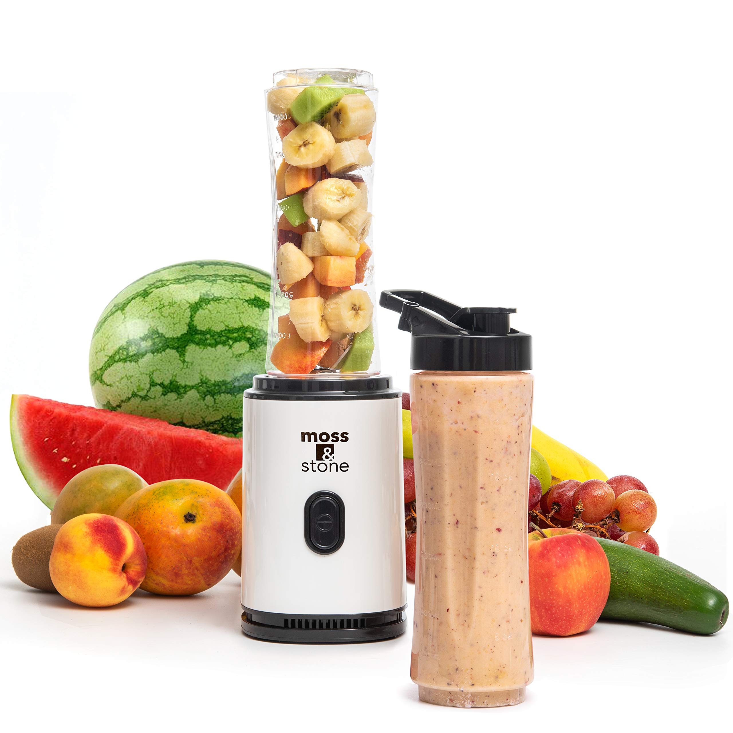 Portable Personal Blender for Smoothies & Shakes - 20oz Travel Sport Bottle, Mini Juicer - White & Black Single Serve Blender for Protein Shakes, Meal Prep - Perfect for Gym, Office & On-The-Go Lifestyles