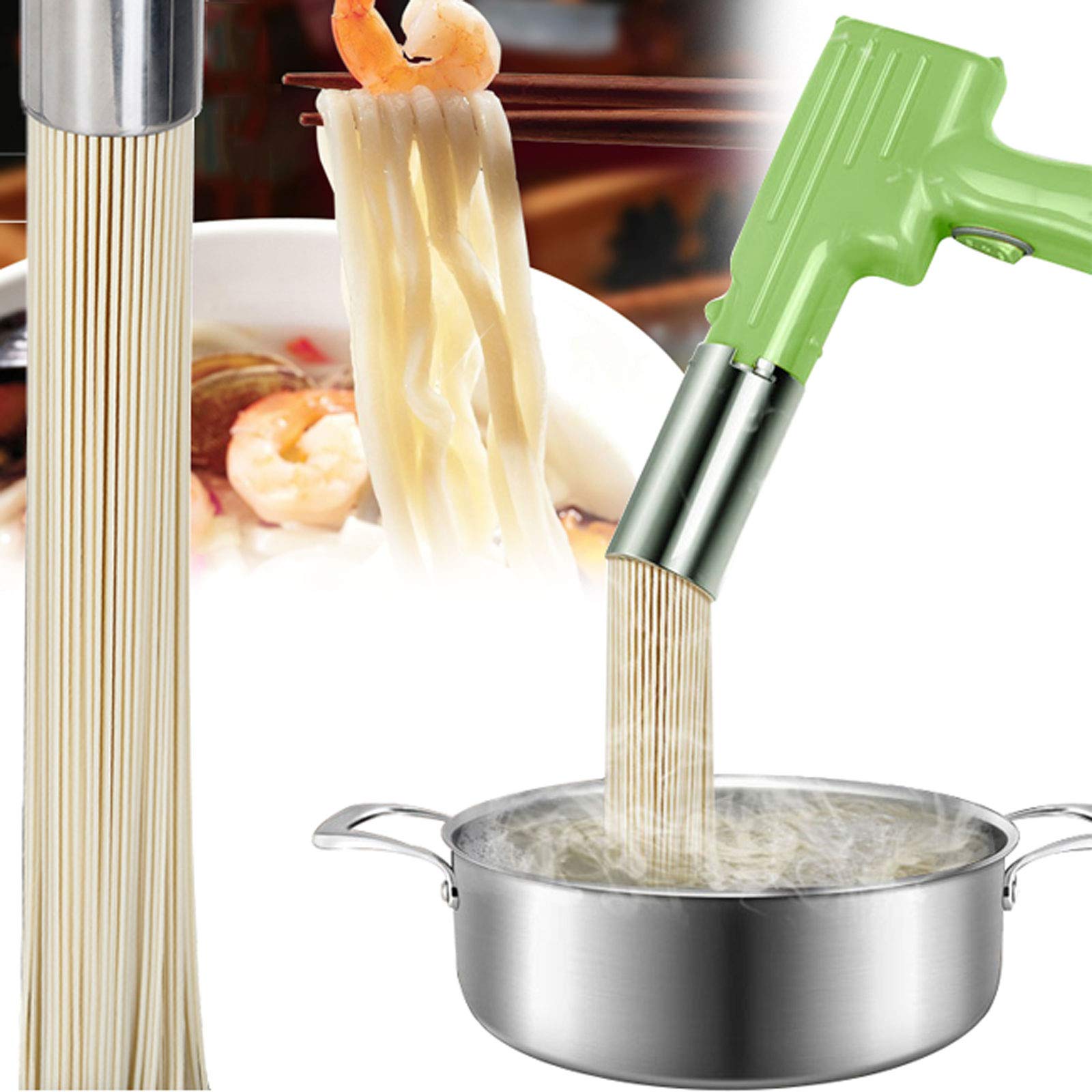 APOE Electric Pasta Maker Machine - Stainless Steel 304 Pasta Press & Ramen Noodle Maker with Measuring Cup (2.5mm Spaghetti Attachment) - Perfect for Home Kitchen, Italian Cooking & Asian Noodle Dishes