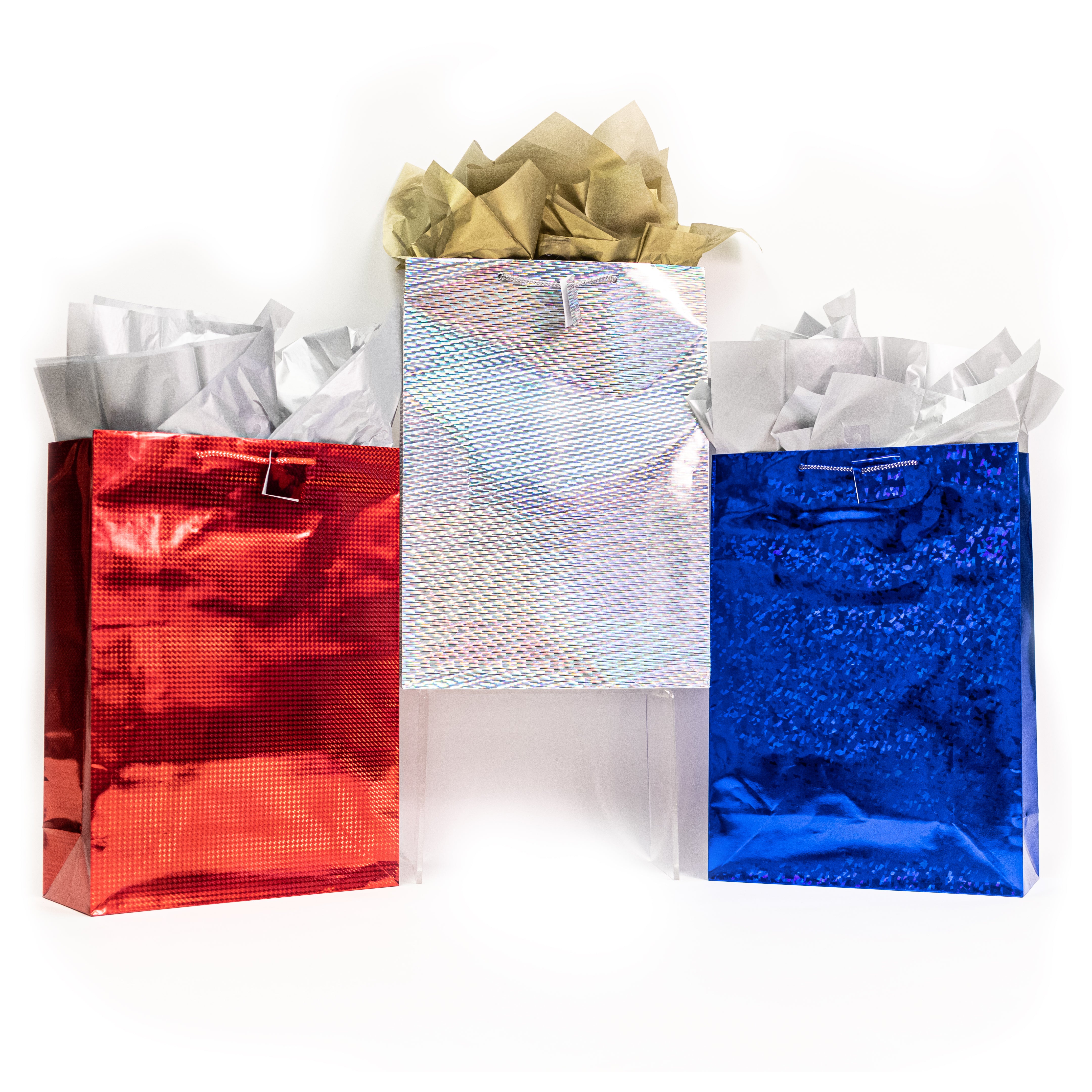 Large Holographic Gift Bags with Shiny Colors - Perfect for Birthday Presents, Party Favors & Holiday Wrapping