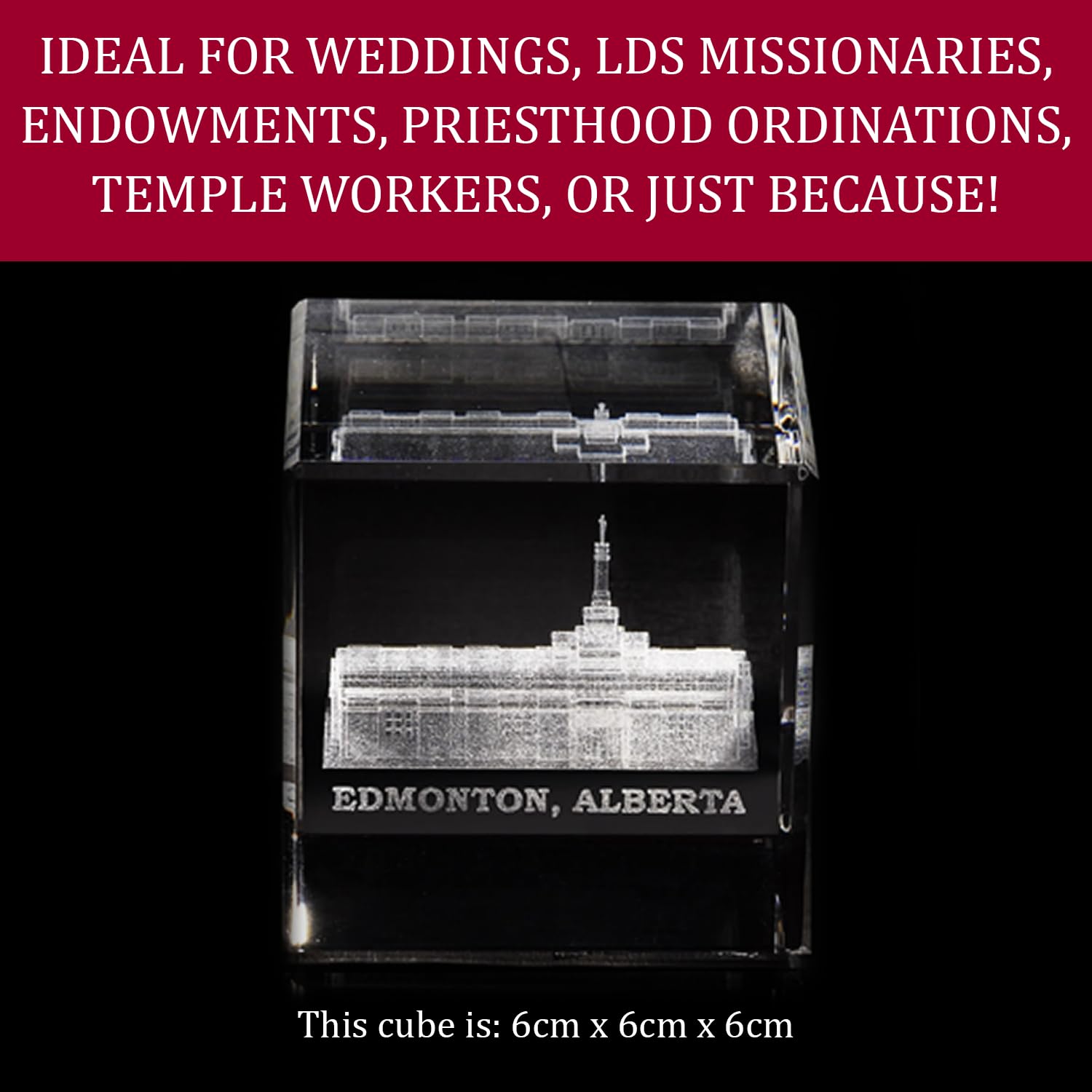Crystal Cube Desk Decor - LDS Temple Paperweight for Office & Home | Christian Gift
