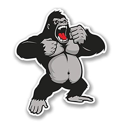 3 Pack Angry Gorilla Stickers - Premium Die Cut Vinyl Decals for Laptops, Cars & Water Bottles - High Resolution Durable Graphic Stickers for Outdoor Use