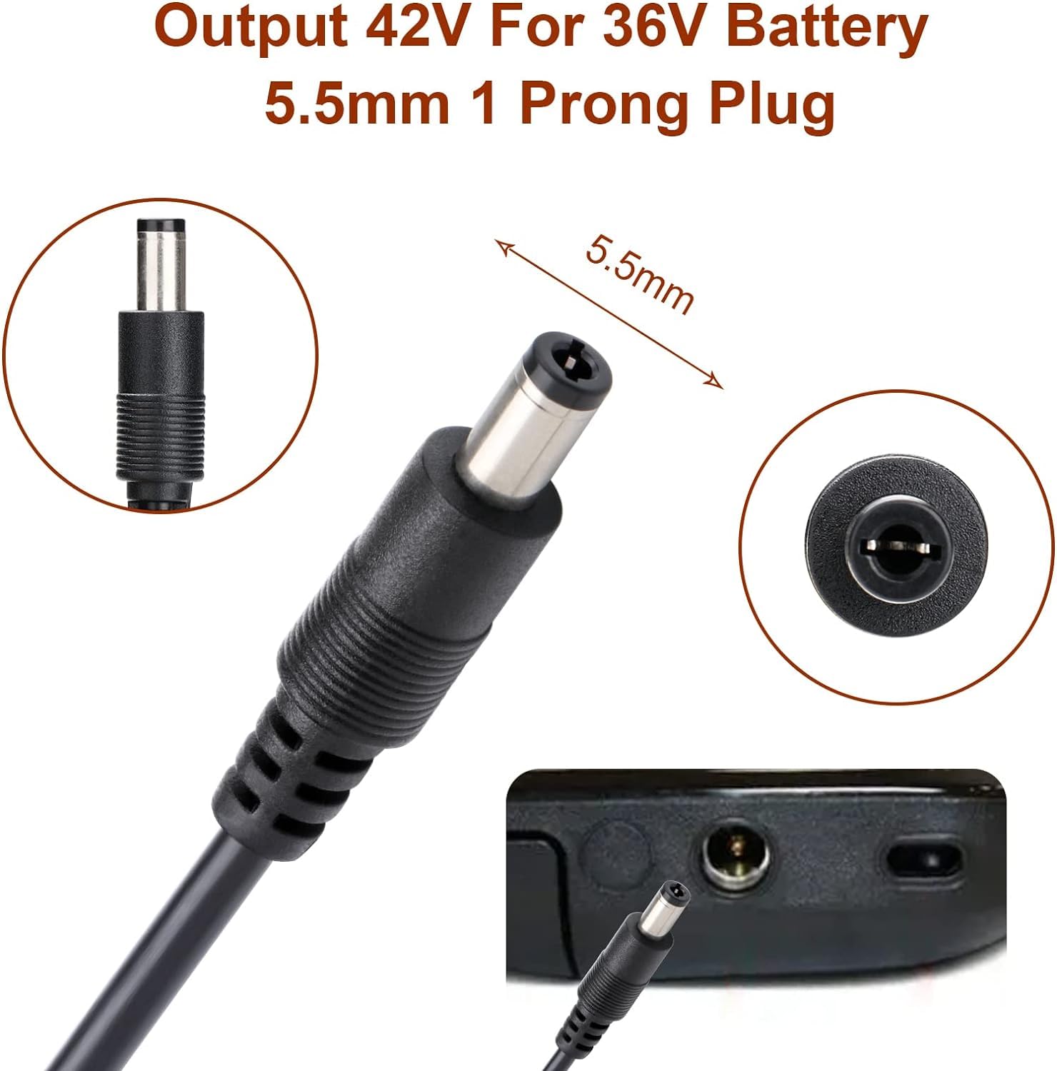 42V 1 Prong Universal Charger for 36V Lithium Battery - Perfect for E-Bikes, Scooters & Power Tools | Fast Charging & Durable Replacement