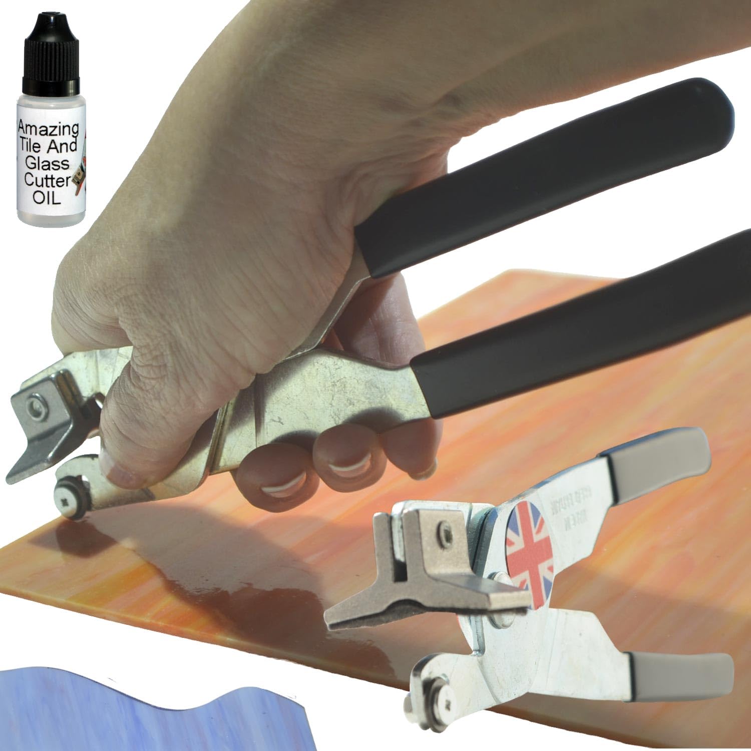 Premium Glass Cutter Tool Kit for Stained Glass Art - Professional & Beginner Friendly Scoring Tool with Breaking Pliers & Cutting Oil - Perfect for DIY Stained Glass Projects, Windows, Mosaics & Home Decor (UK Made)