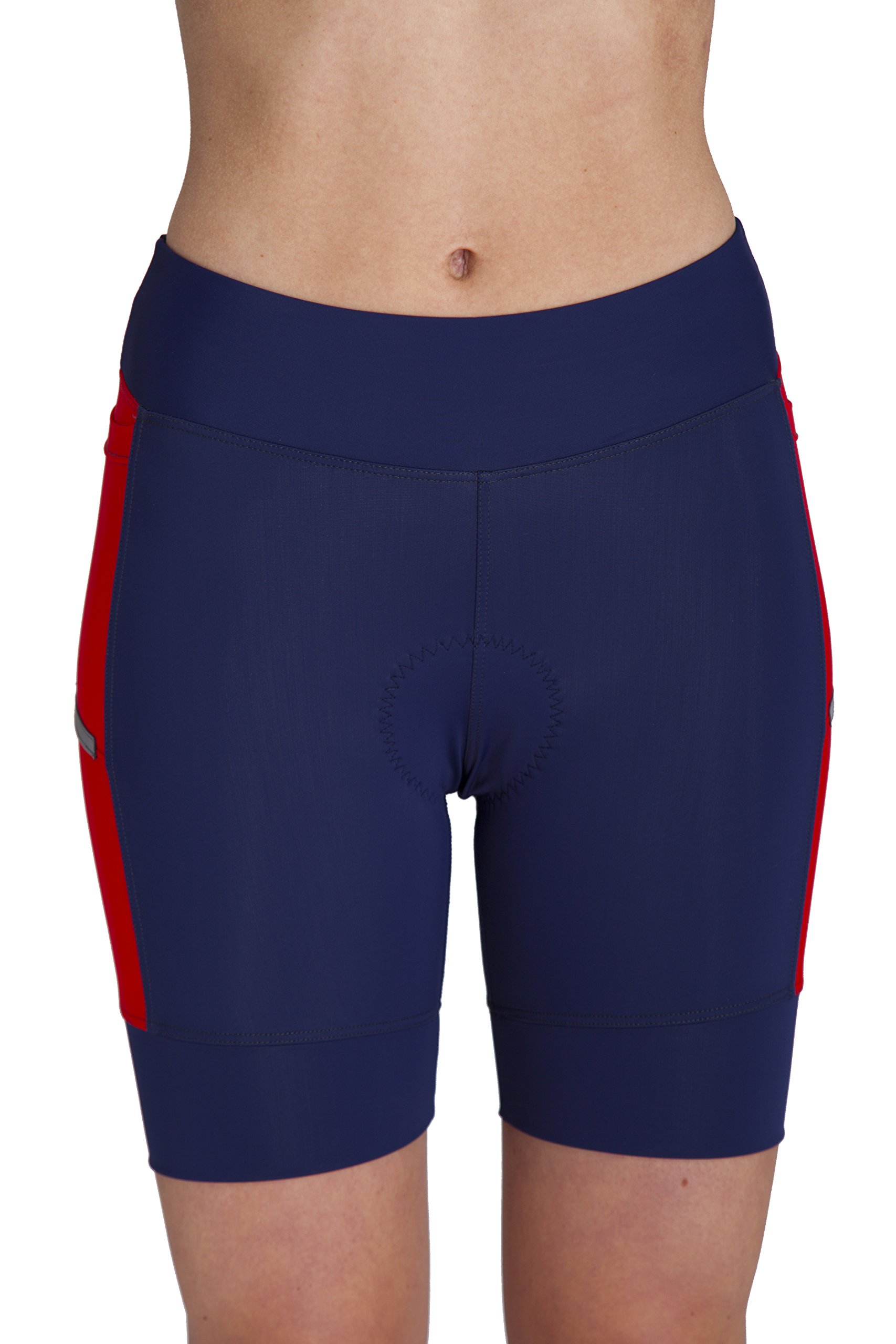 MOOMOTION Women's Triathlon Shorts - Soft Padded Quick-Dry Chamois with Side Pockets - USA Made for Swim, Bike & Run - Perfect for Triathlons, Cycling & Outdoor Sports