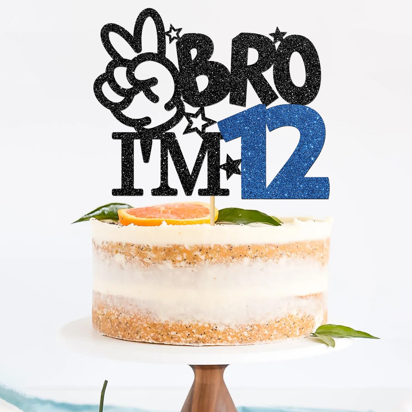Brother I'm 12 Cake Topper - Black Glitter Birthday Decoration for 12-Year-Old Boys | 12th Birthday Party Supplies | Perfect for Big Brother Celebrations, Cakes & Cupcakes